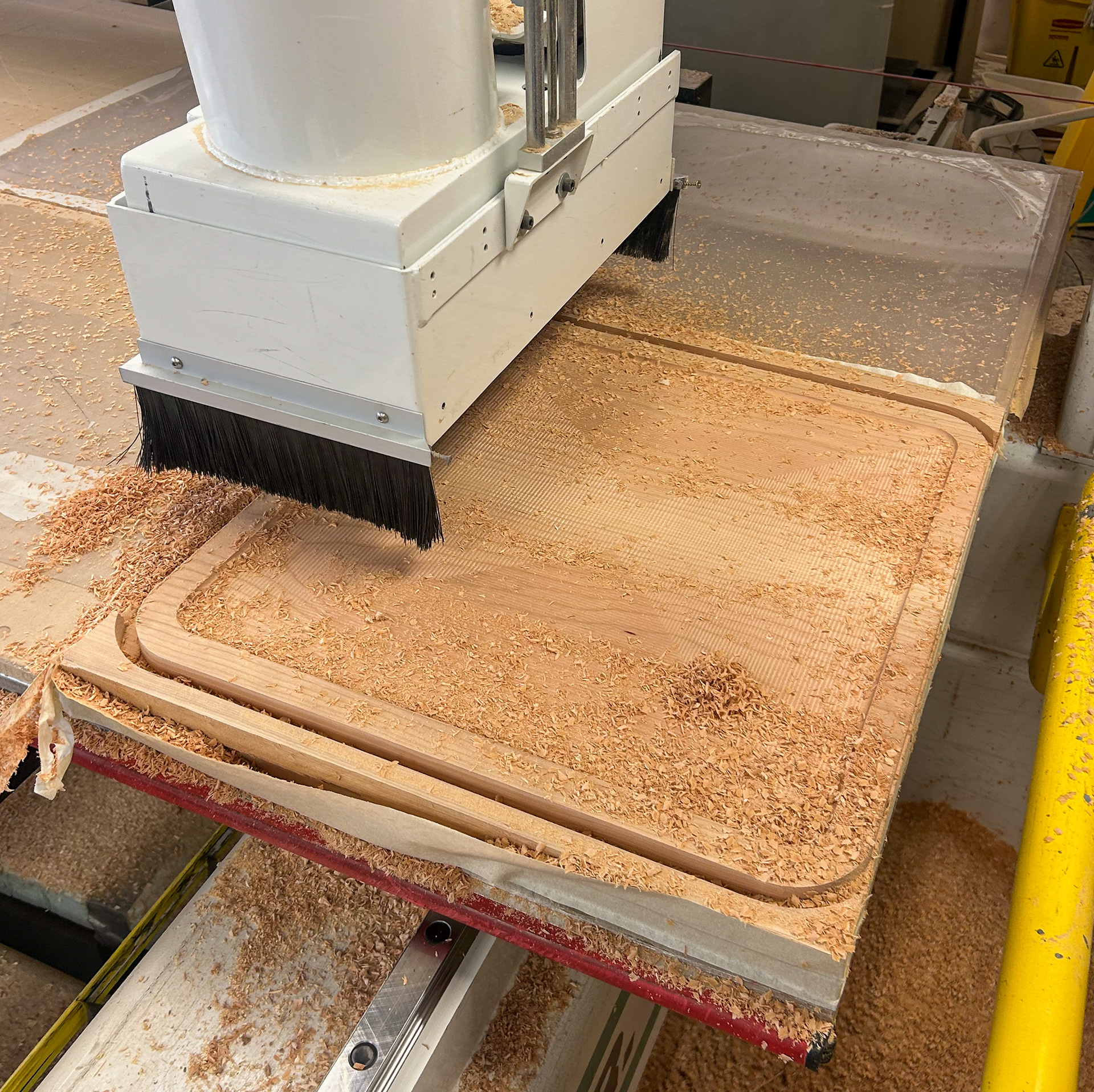 CNC routing a curved lip on the tray base