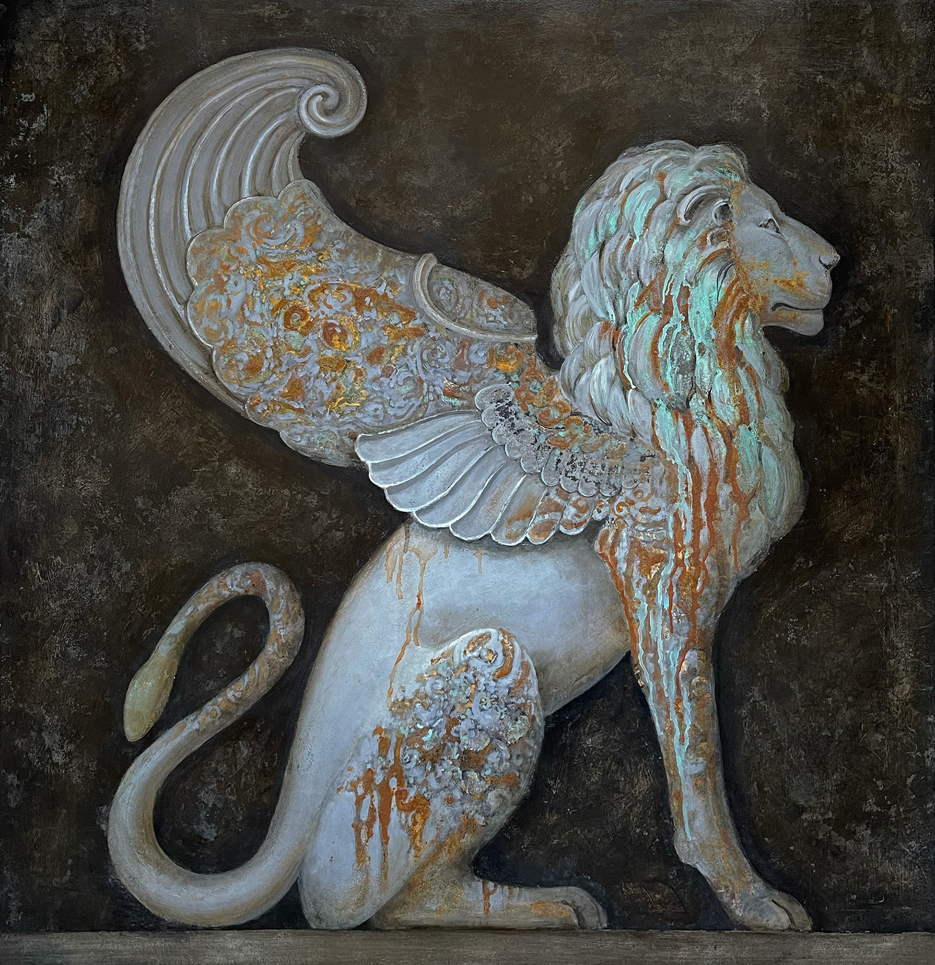 Lion, oil on canvas, 100x100 cm