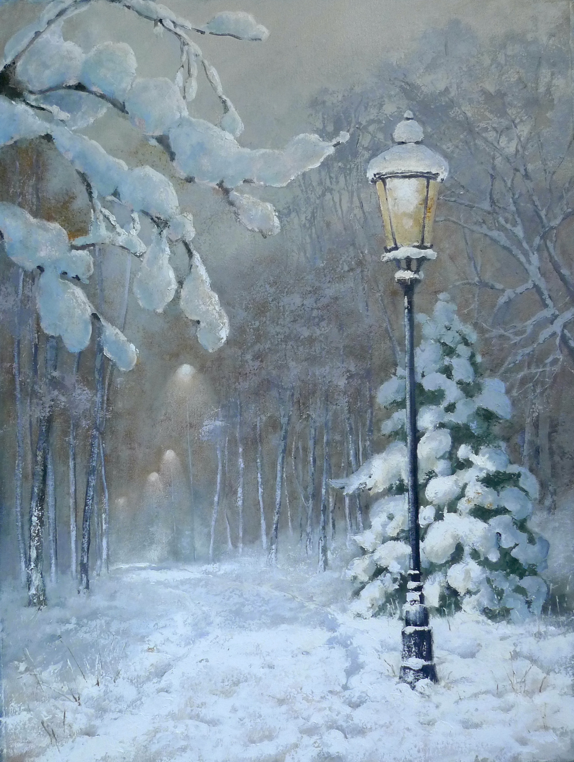 Winter in the park 80x60 oil canvas