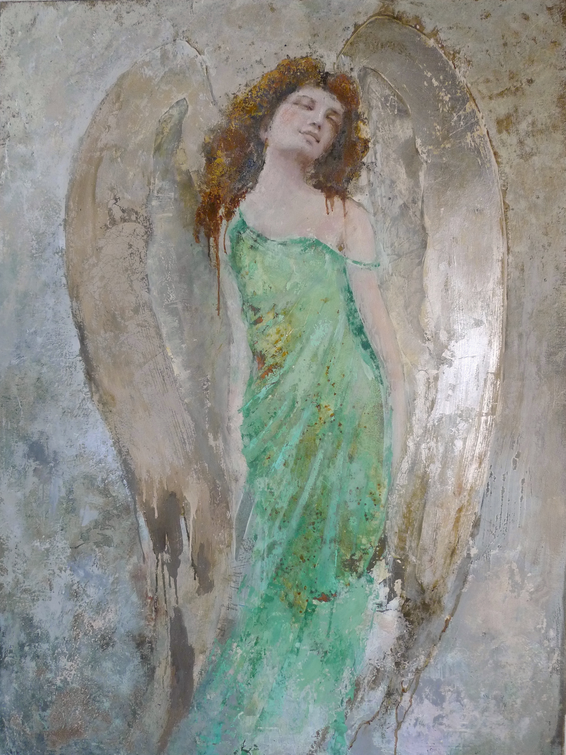   Angel with silver wings, 100x74  oil canvas 