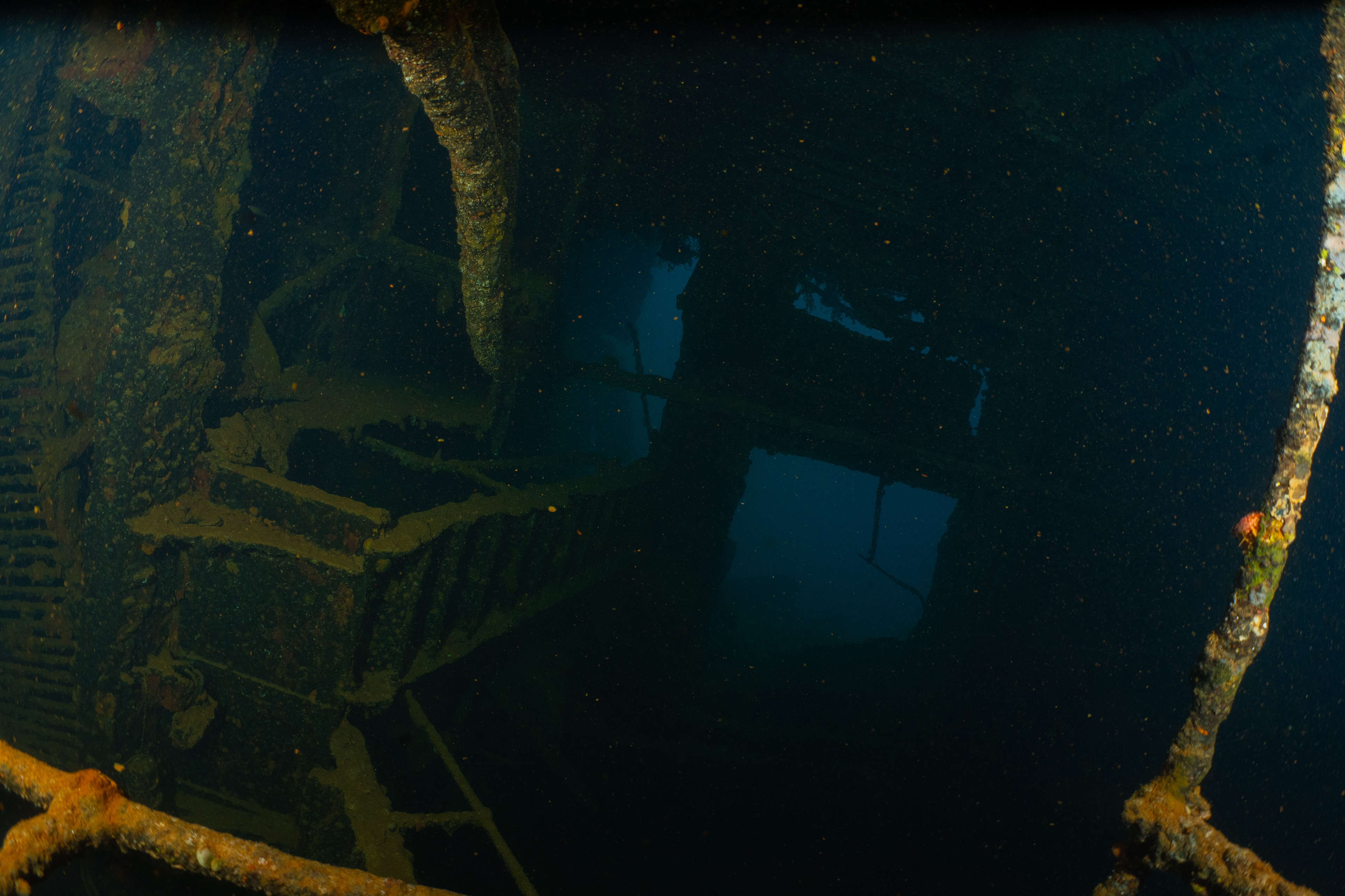 Looking back out from the engine spaces.