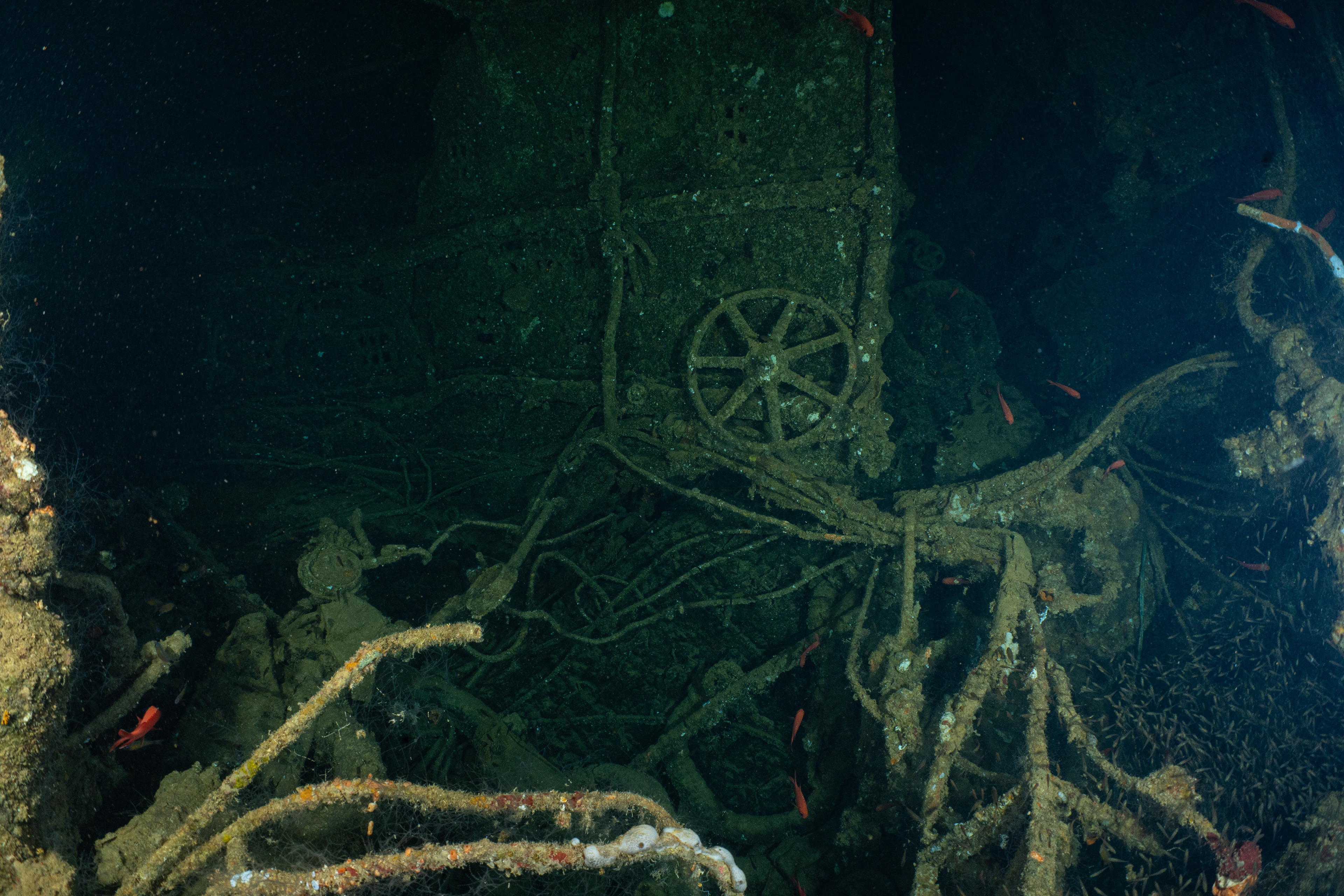 Aft breakpoint on over-turned bow, most likely forward bulkhead of engine room.