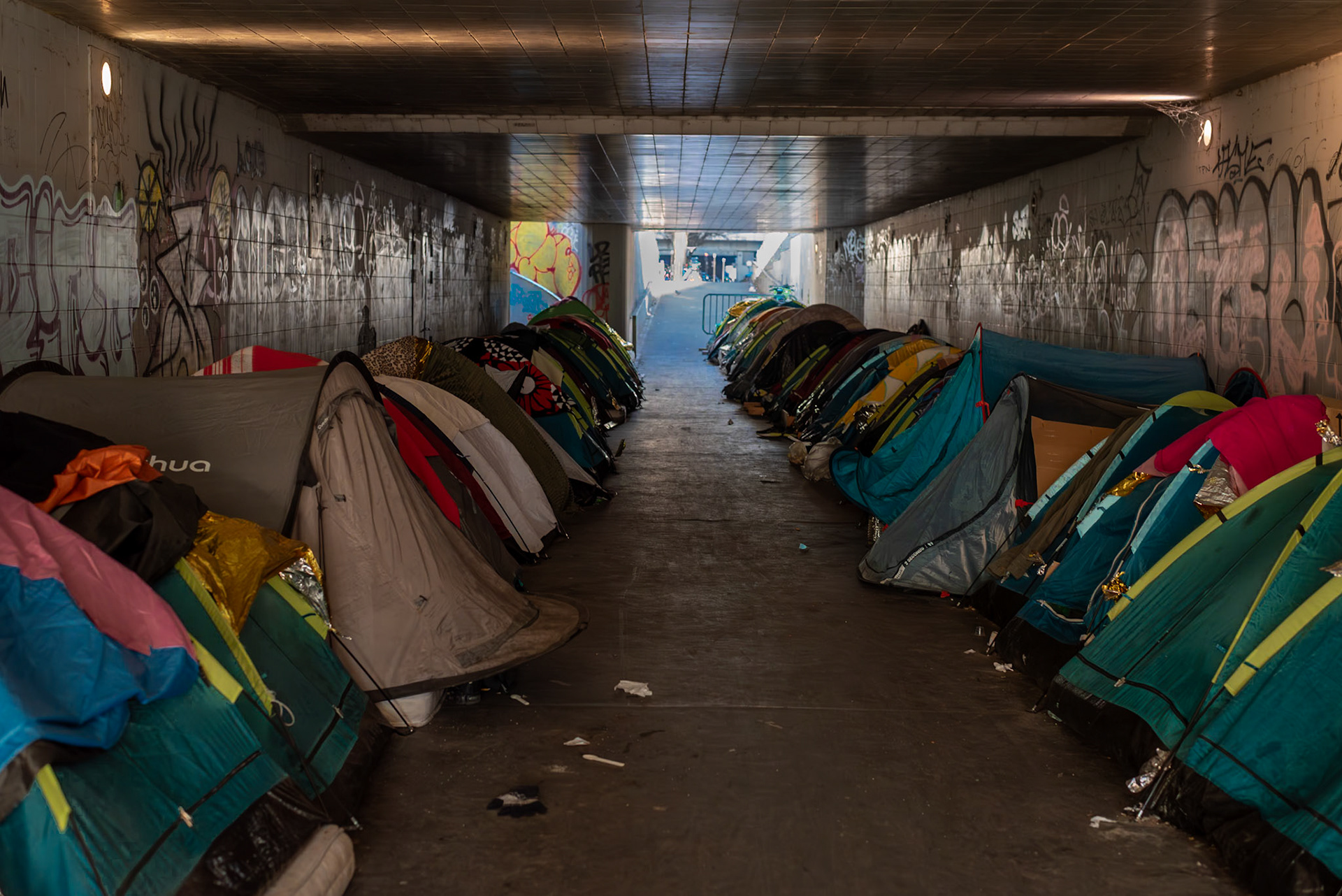 Migrant encampment in the Villot tunnel. Paris, January 11, 2024.