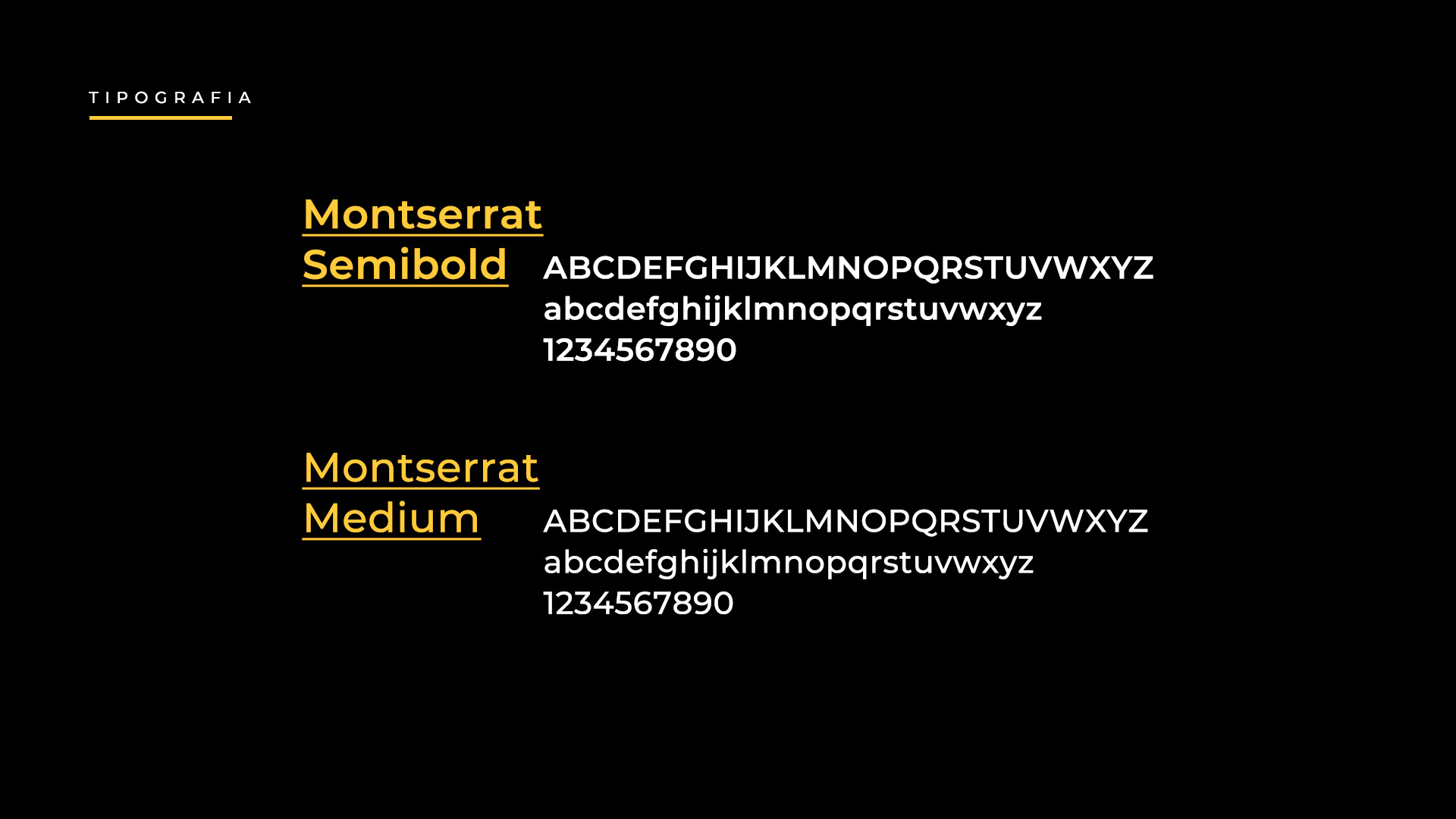 imagem da tipografia escolhida com fundo preto e letras em dourado e branco