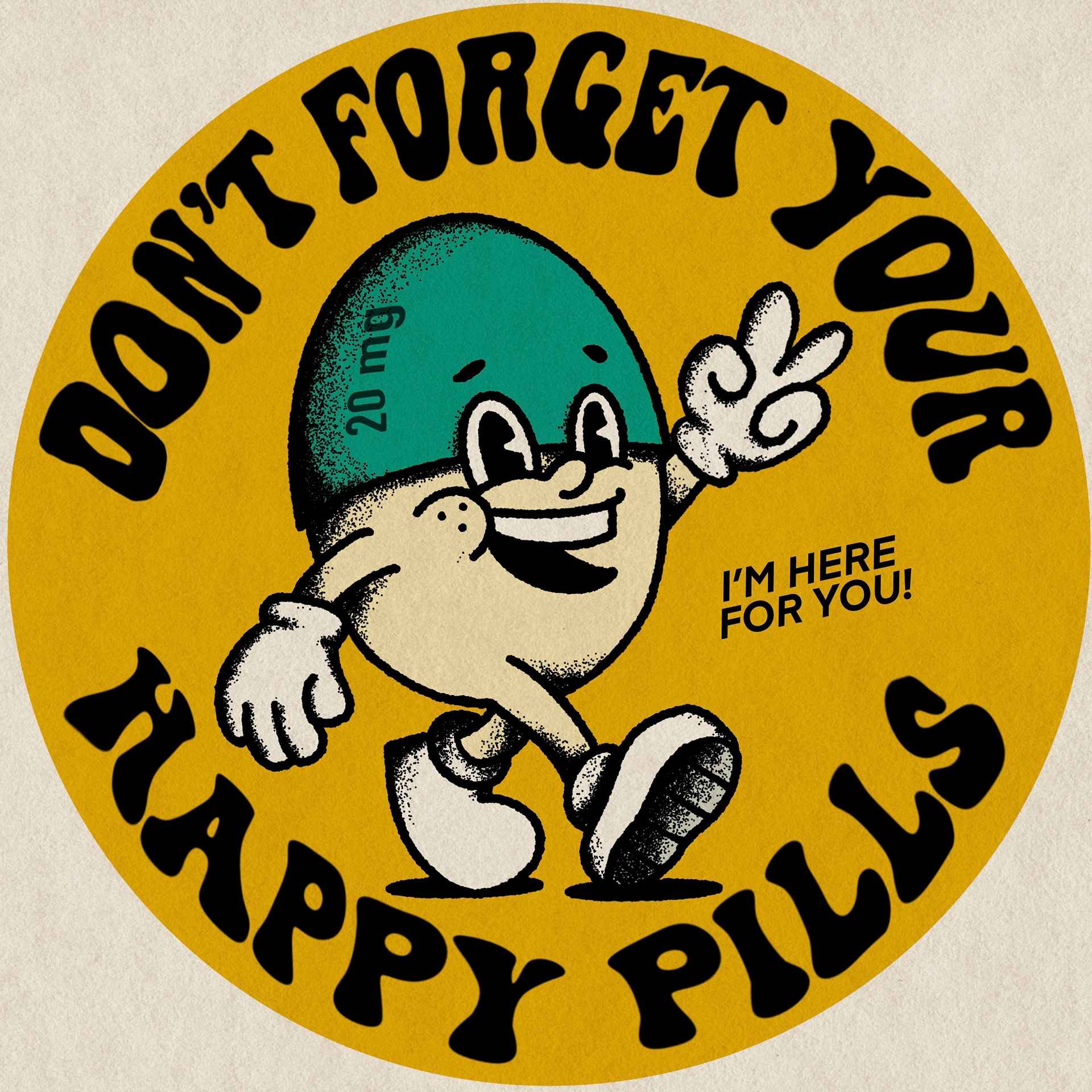 Digital sticker design, "Cuphead" inspired.