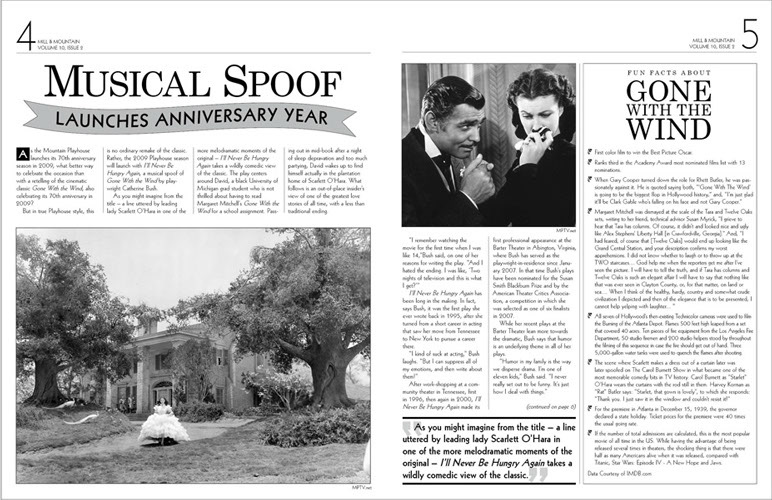 Newsletter spread for the Mountain Playhouse.  Mary Louise Stoughton, editor.