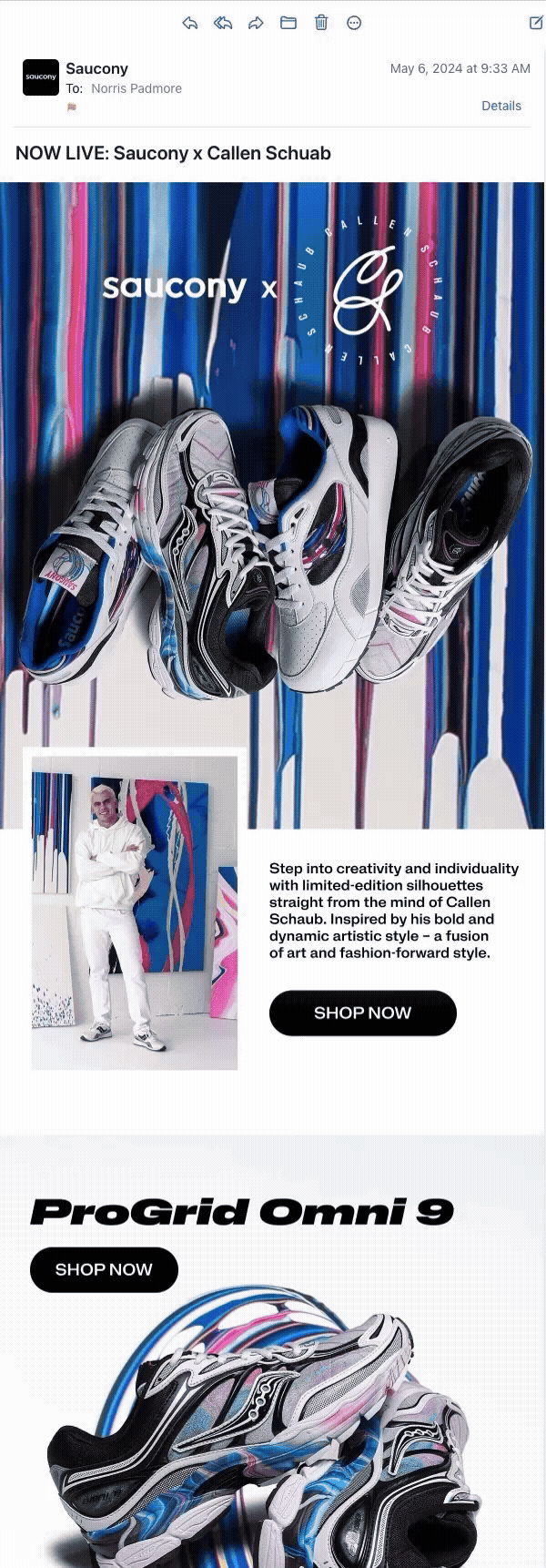 Saucony x Callen Schaub - Collaboration Email