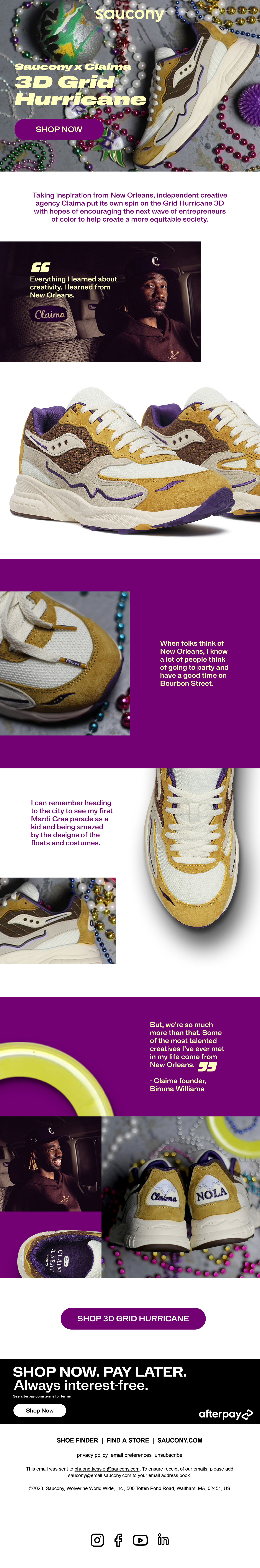 Saucony x Claima - Launch Email