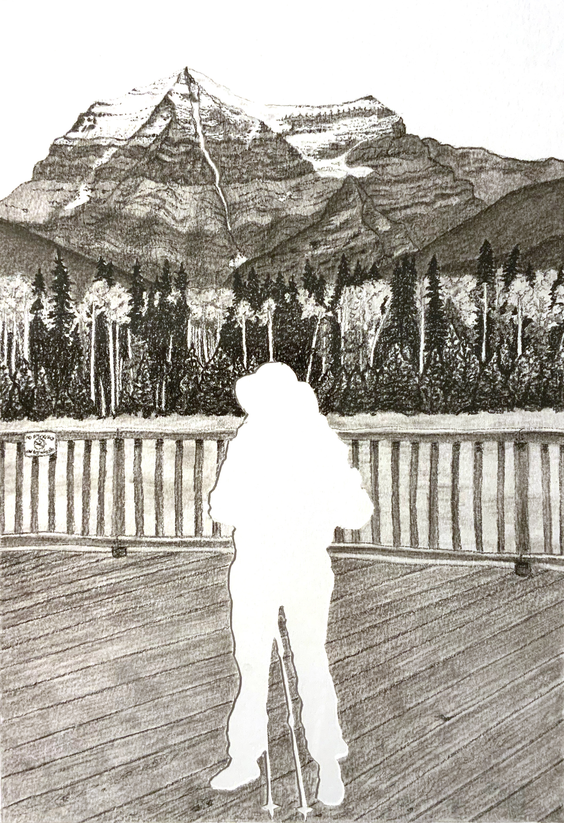 Wish I Was Here, 2022, charcoal on bristol board