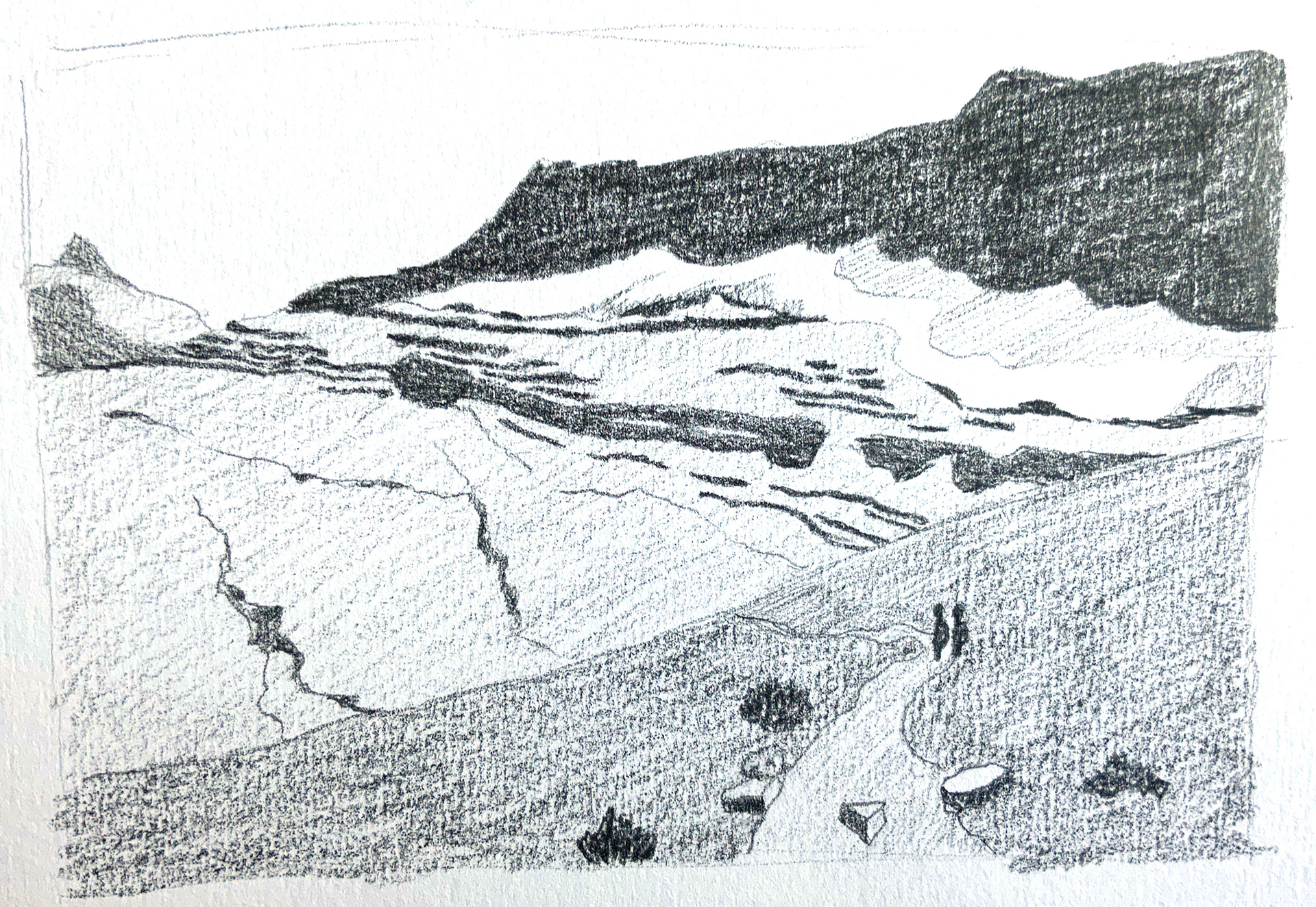 Iceline Trail, 2022, graphite pencil on sketching paper