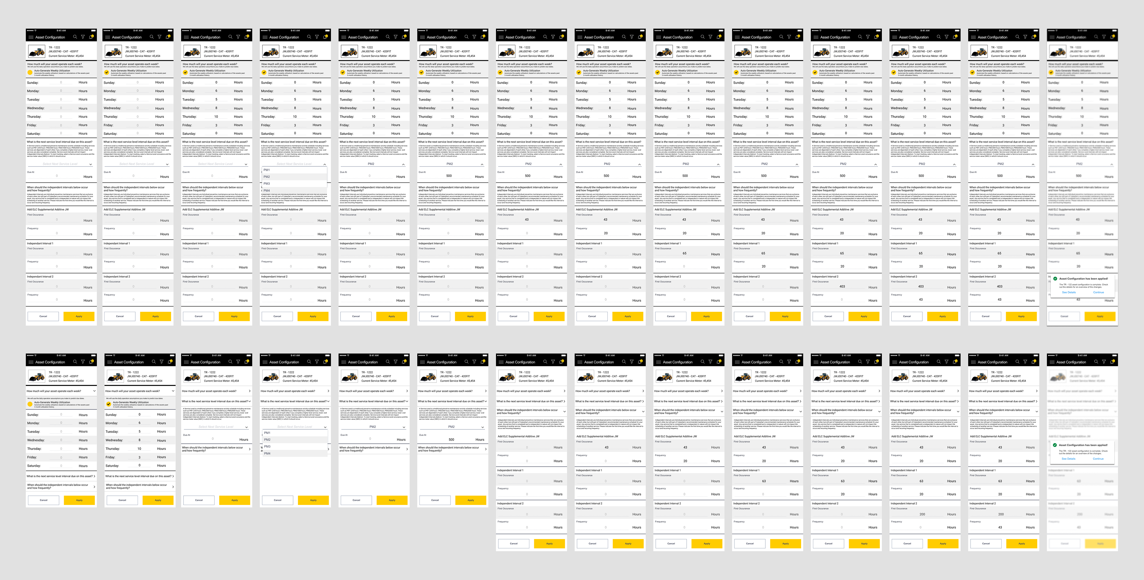 Asset Configuration Mobile Screens