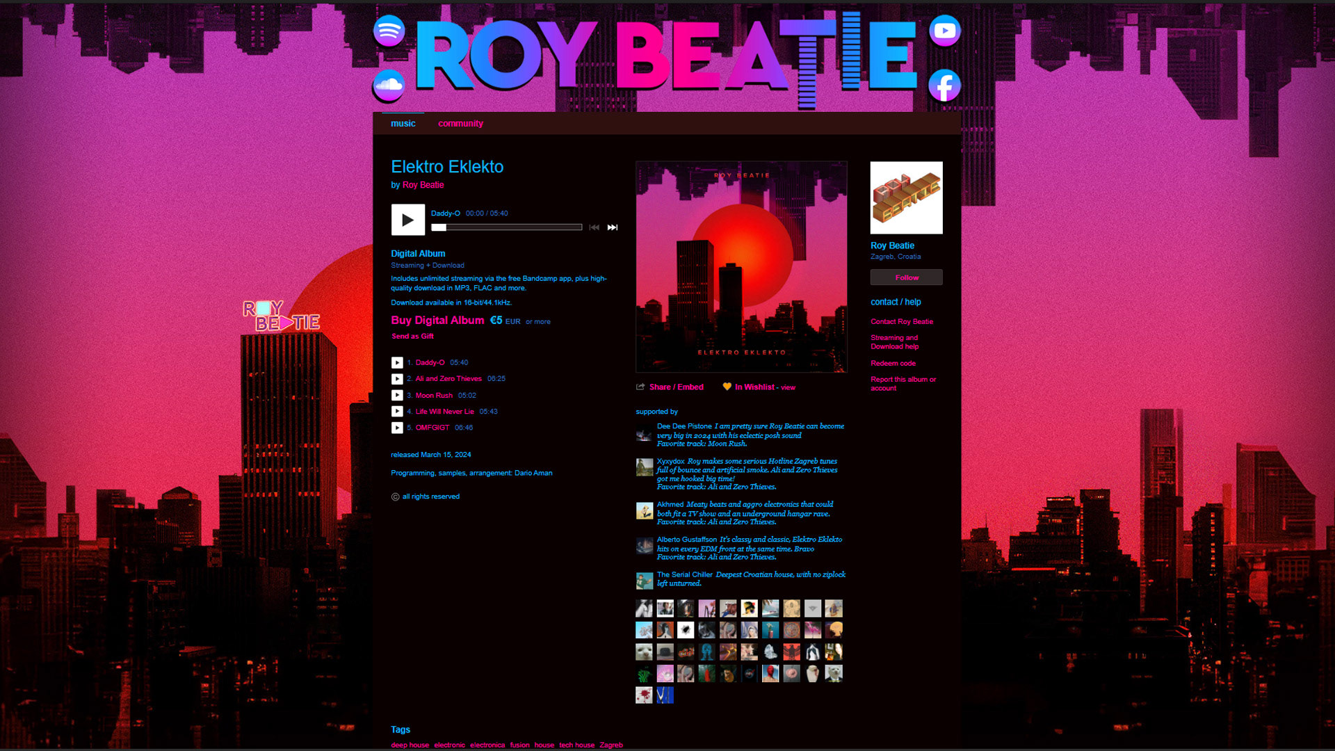 Roy Beatie Bandcamp Design
