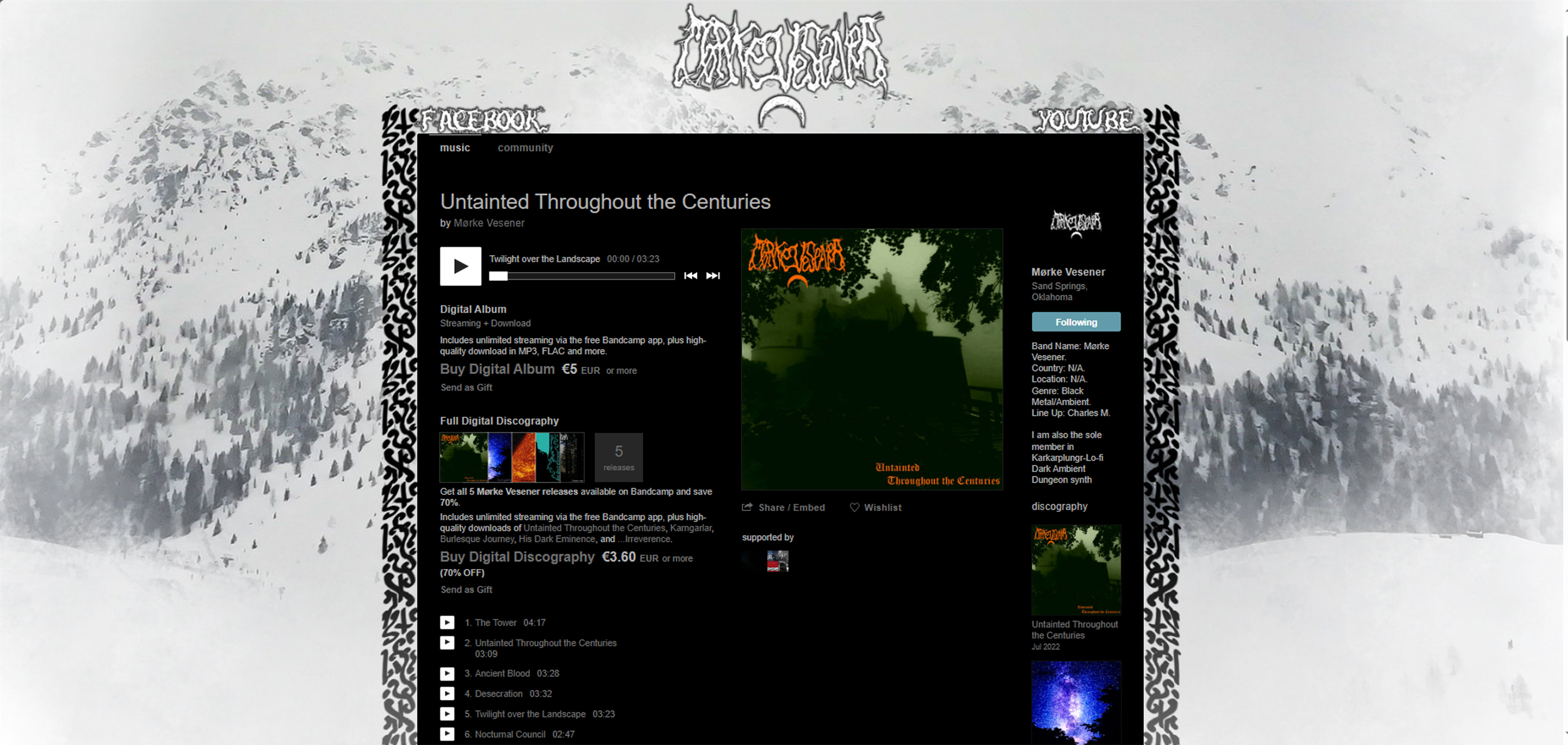 Mørke Vesener Bandcamp Design
