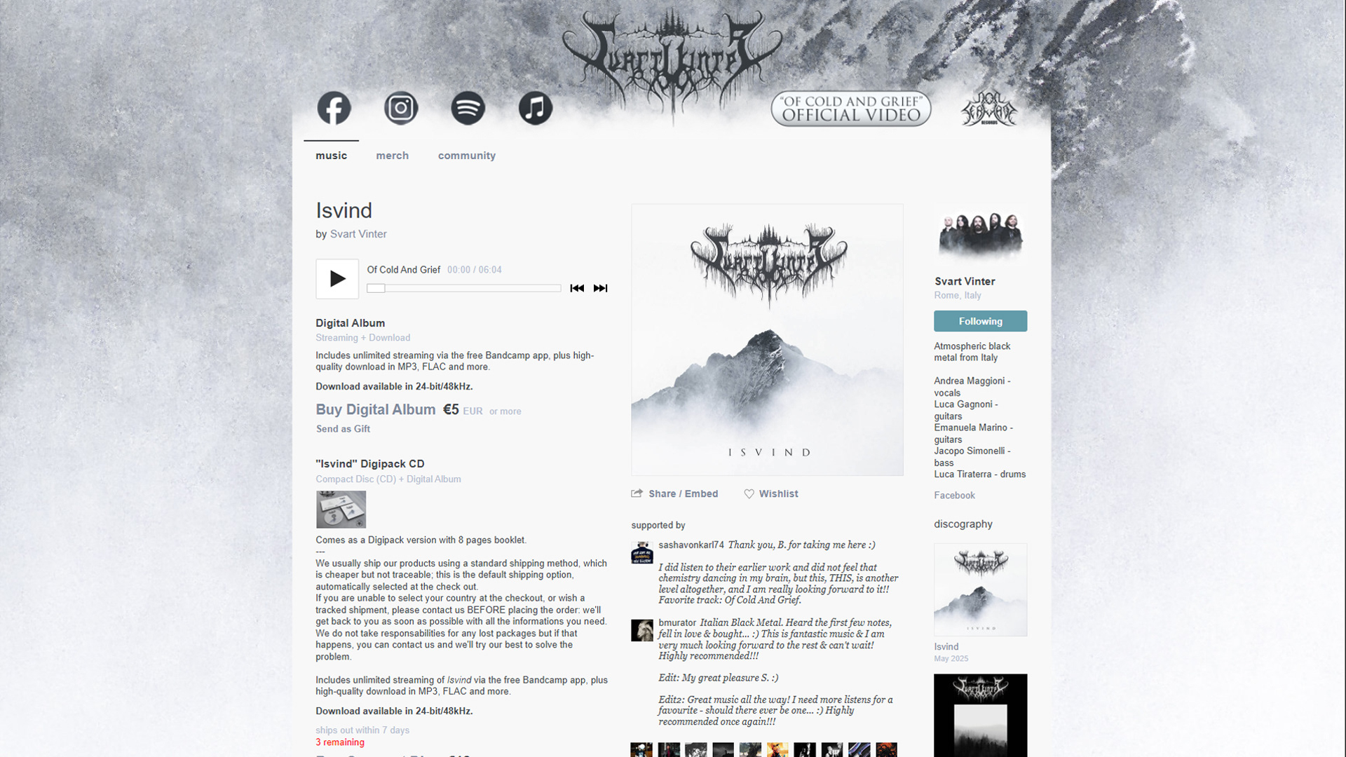 Svart Vinter Bandcamp Design