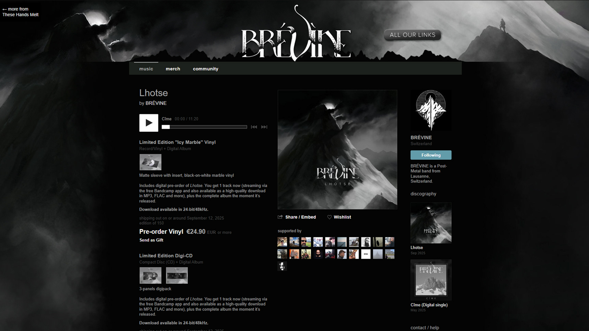 Brévine Bandcamp Design
