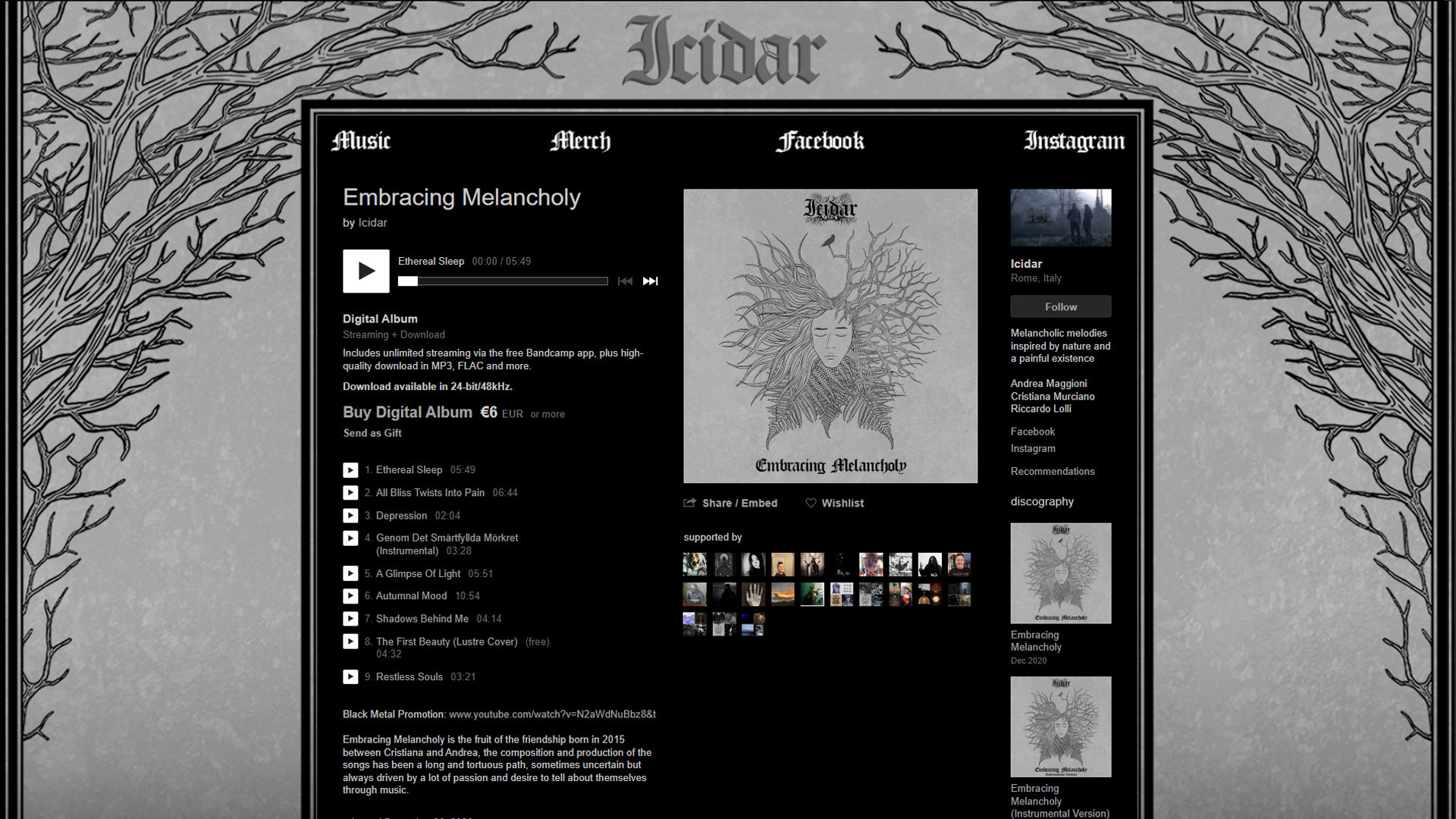 Icidar Bandcamp Design