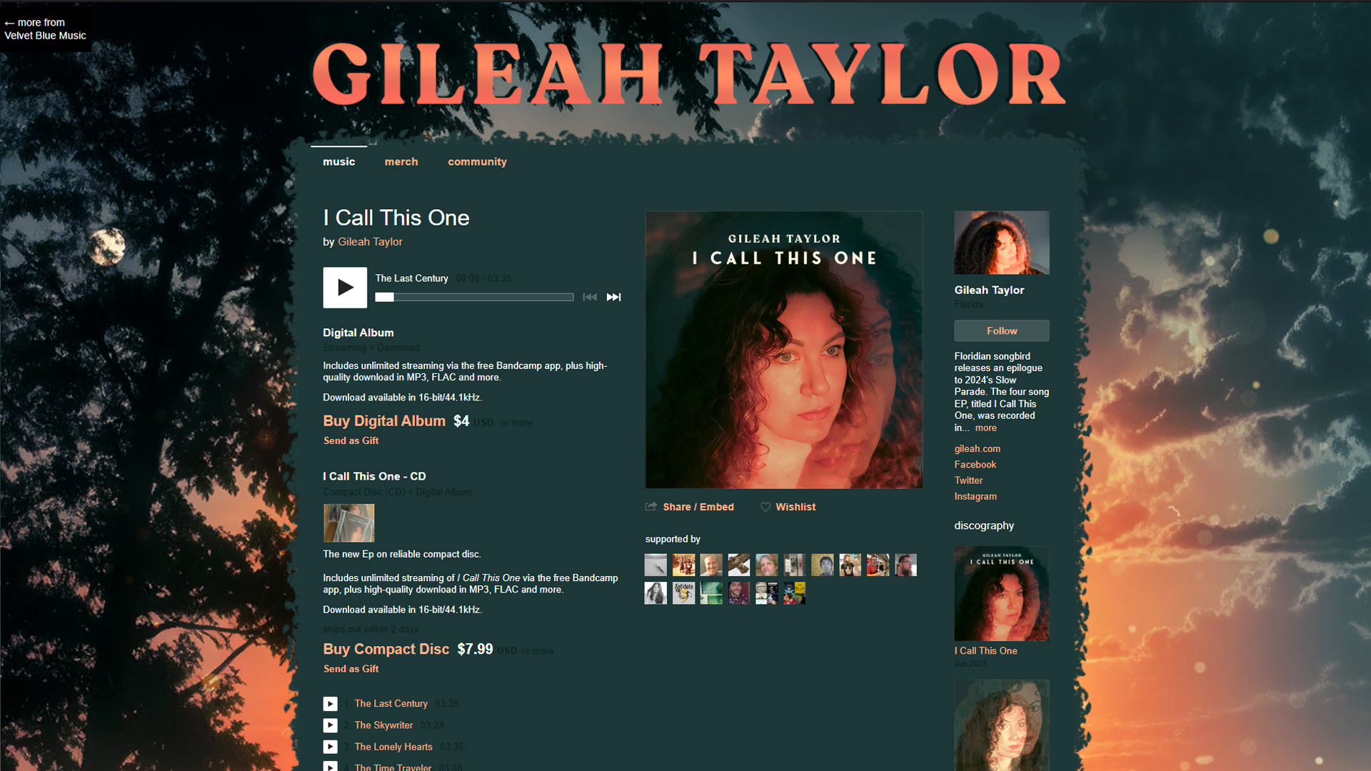 Gileah Taylor Bandcamp Design