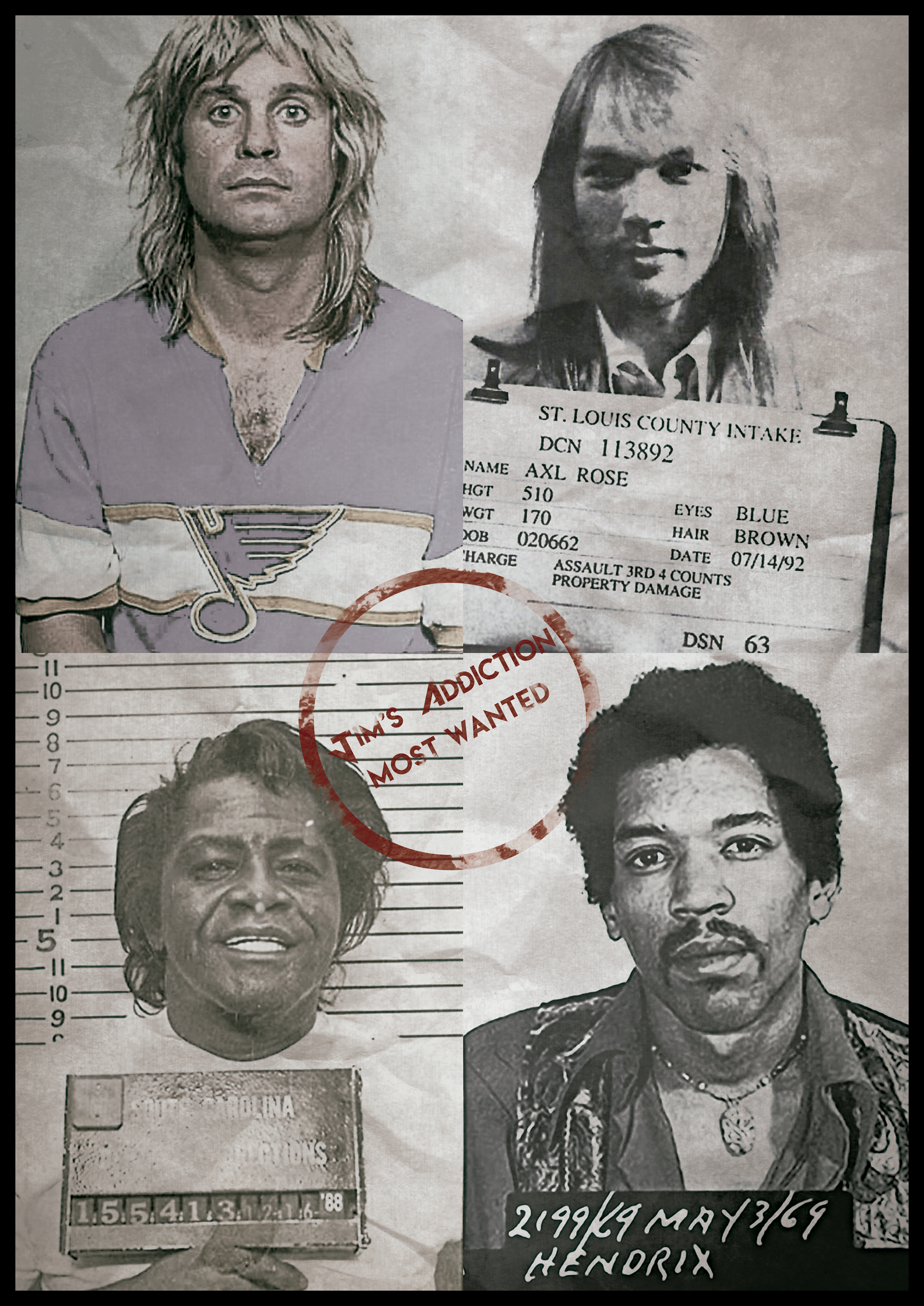 Ozzy Osbourne, Axl Rose, James Brown, Jimi Hendrix