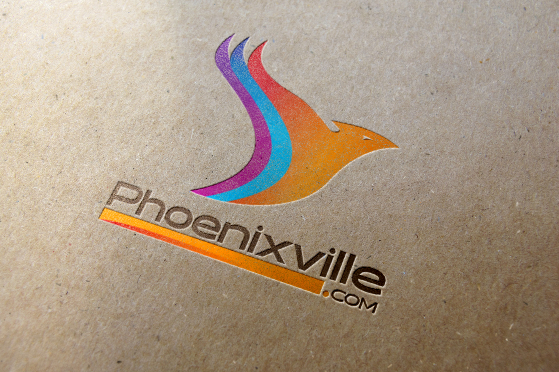 Phoenixville.com logo embossed paper