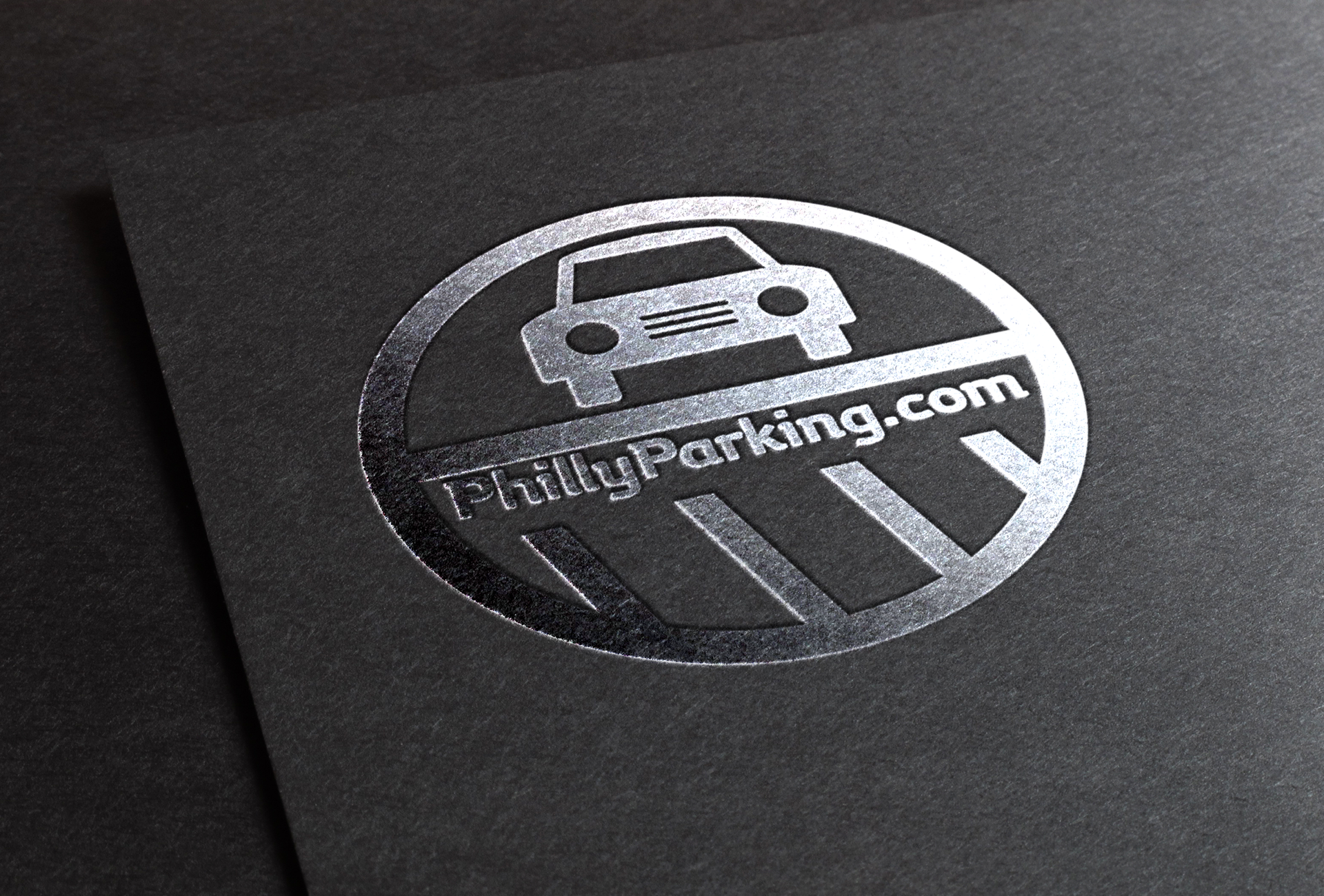Phillyparking.com logo embossed mockup