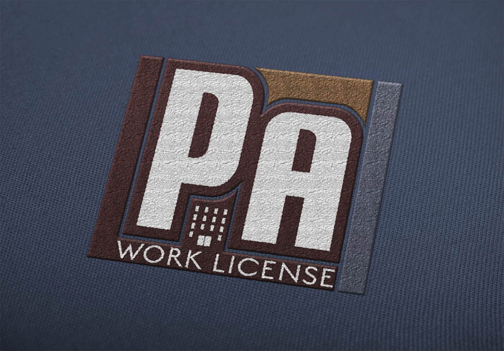 PA Work License embroidery mockup