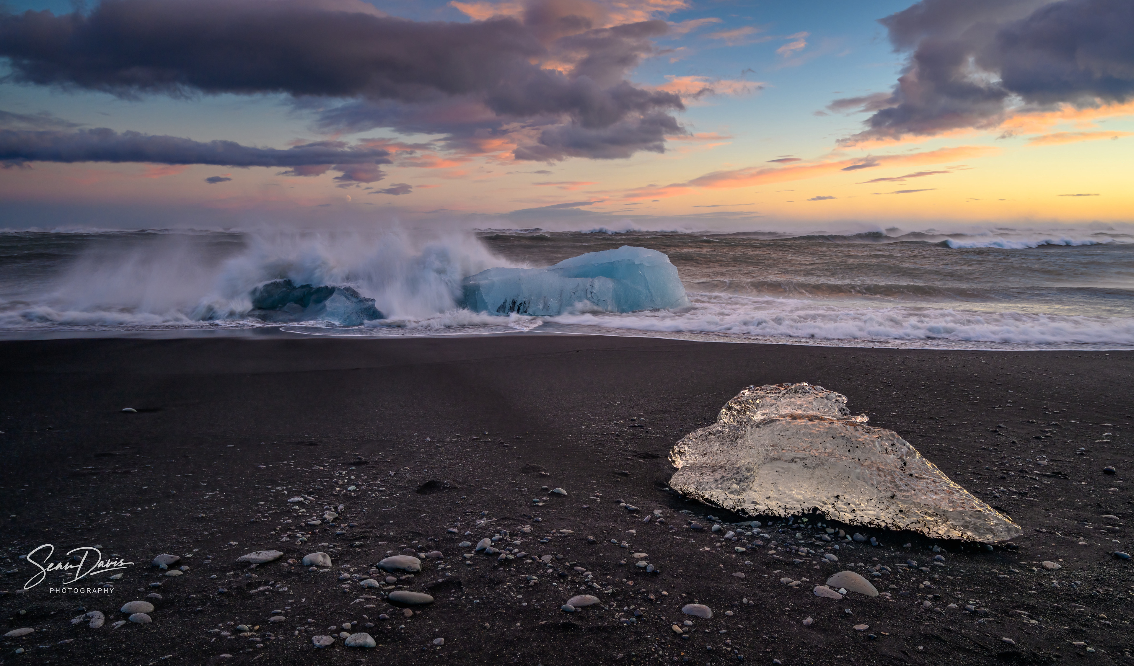 Sunset at Diamond Beach, Jökulsárlón