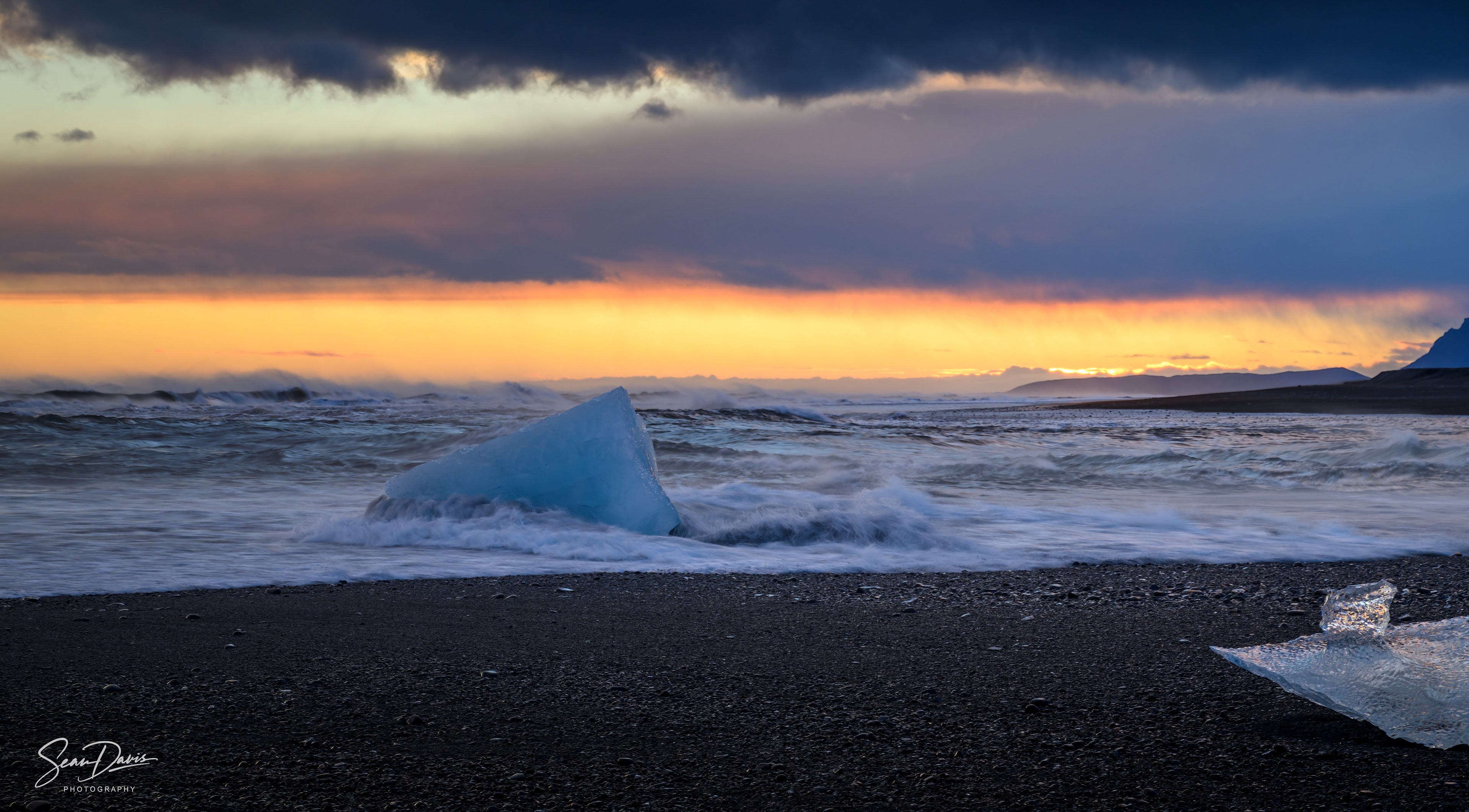Sunset at Diamond Beach, Jökulsárlón