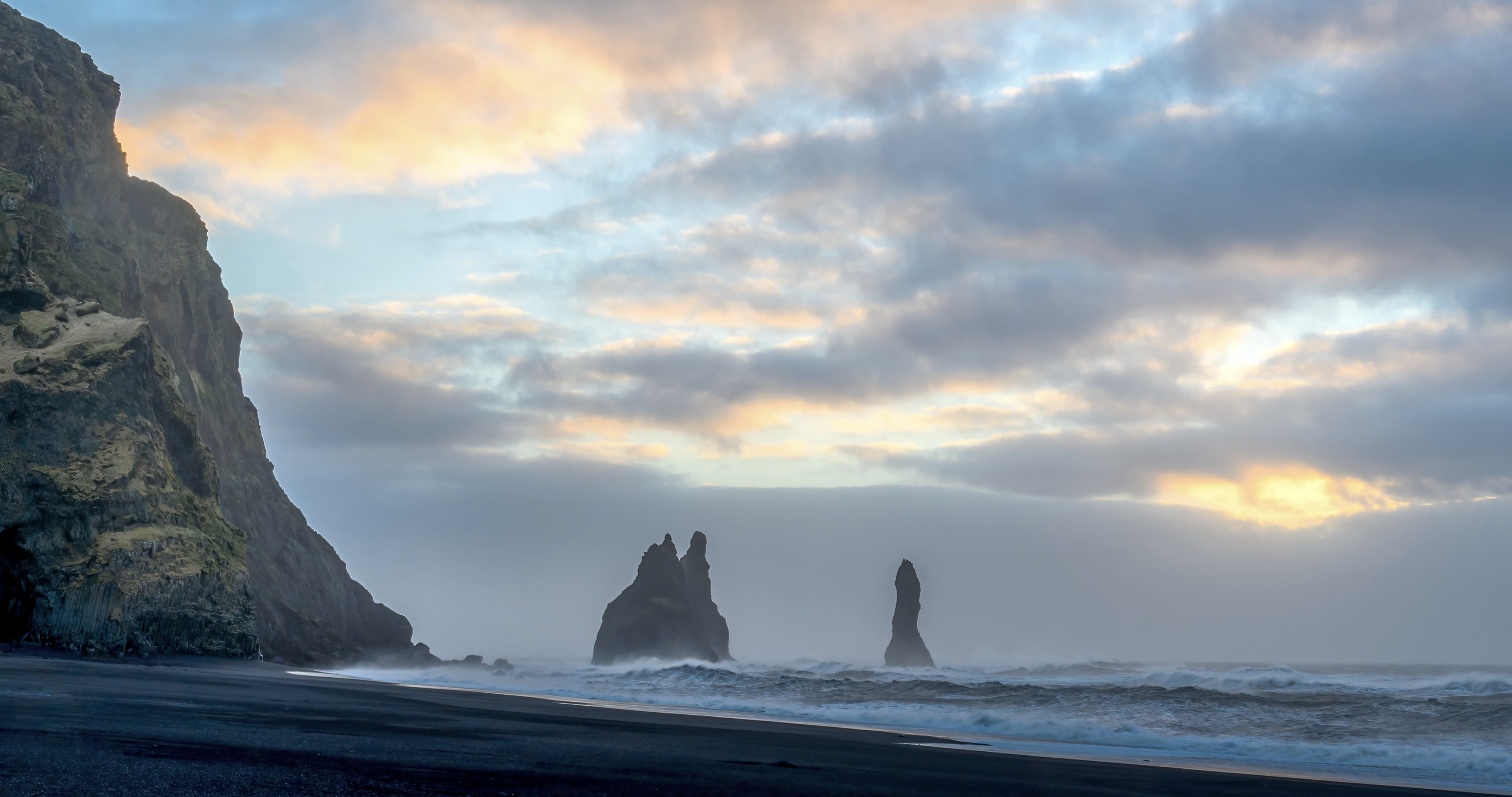 Sunrise over Reynisfjara Black Beach, Vik