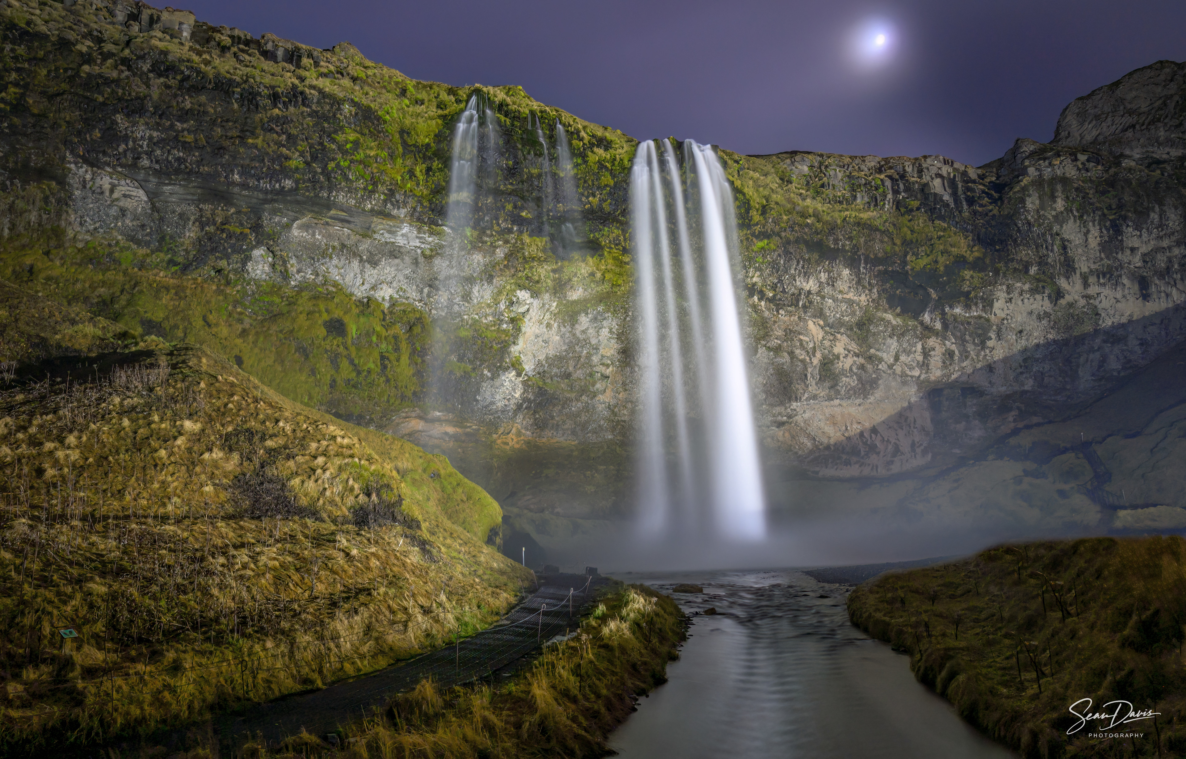 Seljalandsfoss Waterfall at night
