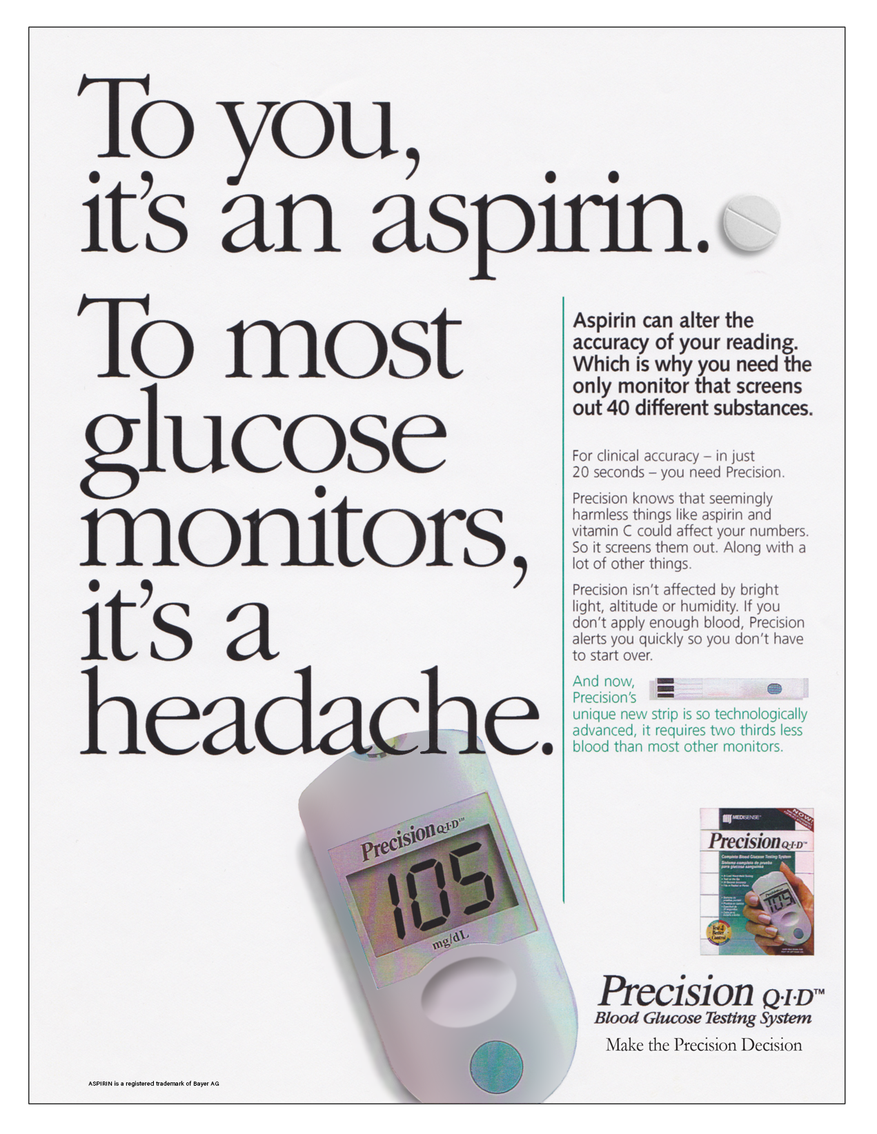 Ad proposal for Precision Q.I.D blood glucose monitor