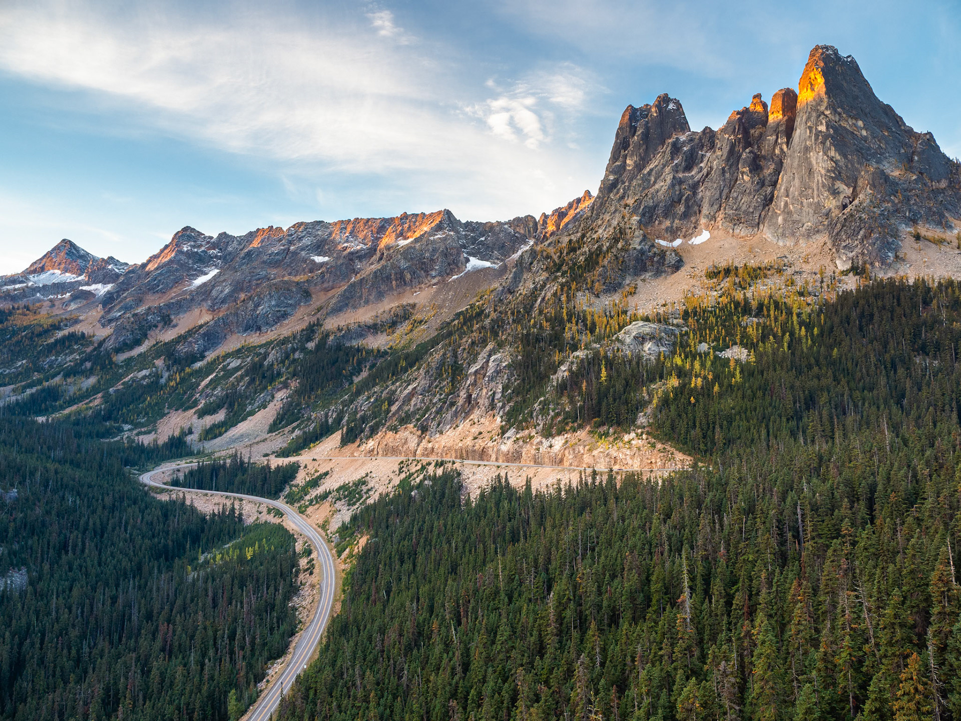 Washington Pass with Hairpin Turn Sunrise