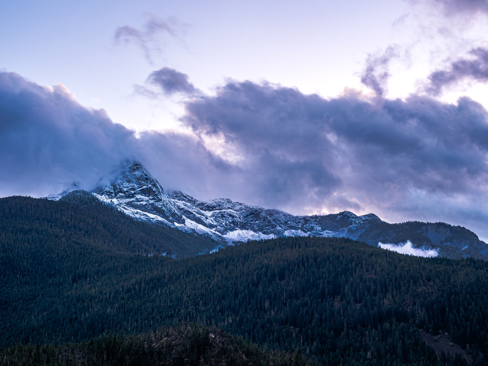 View from Diablo Lookout in North Cascades in Blue Hour