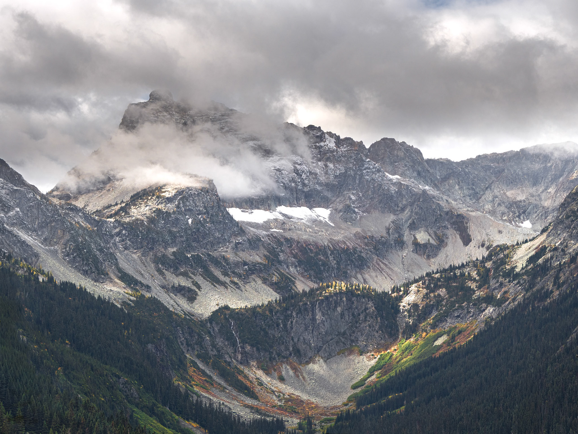 Mountain View with Atmospheric Light and Clouds