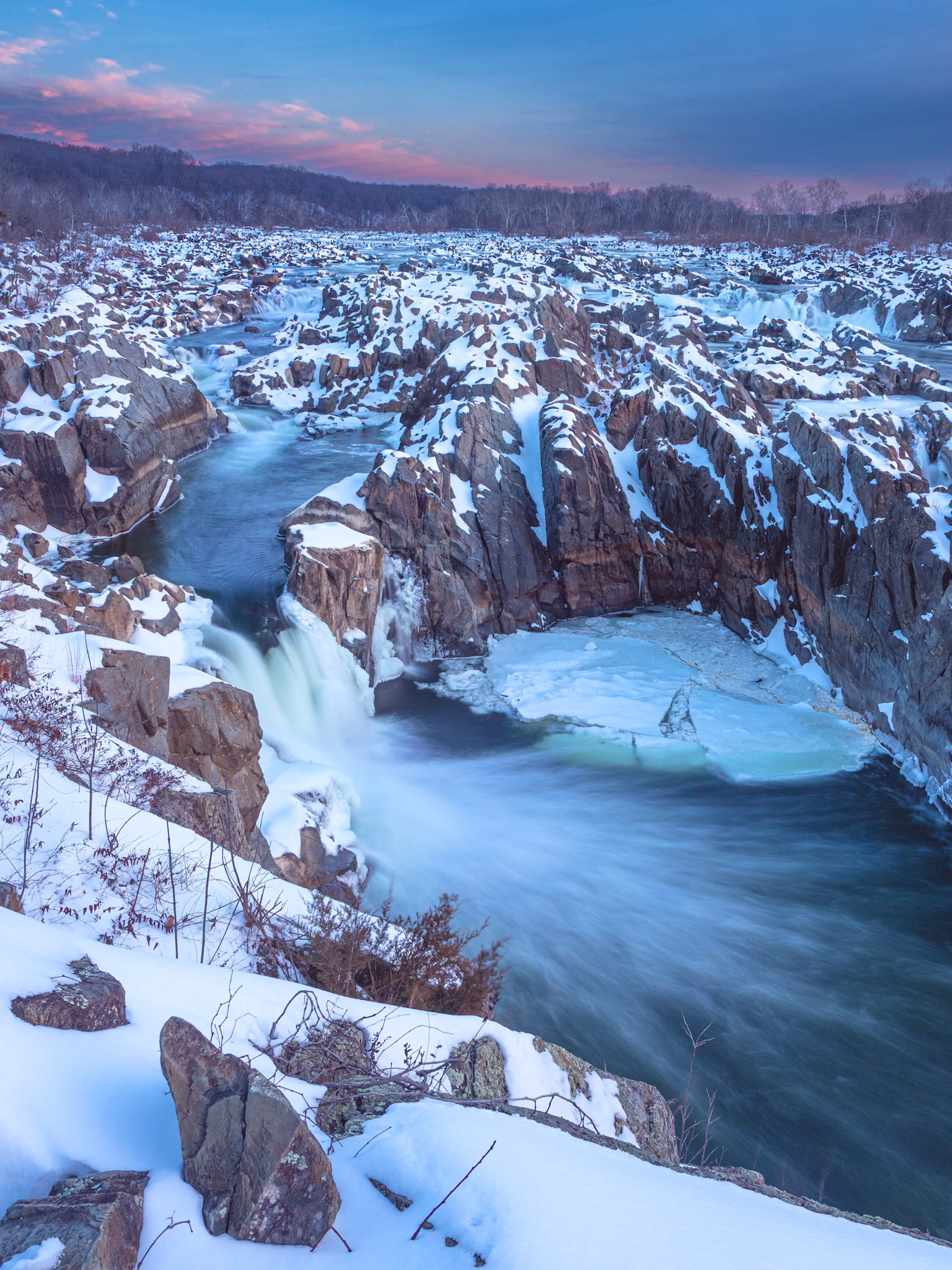 Great Falls in Winter Vertical View