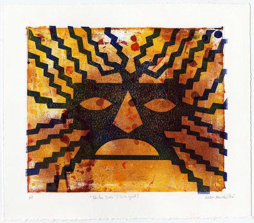 Taita Inti (Sun god), 2024. Relief ink.