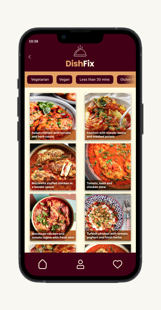 "Find recipes" results