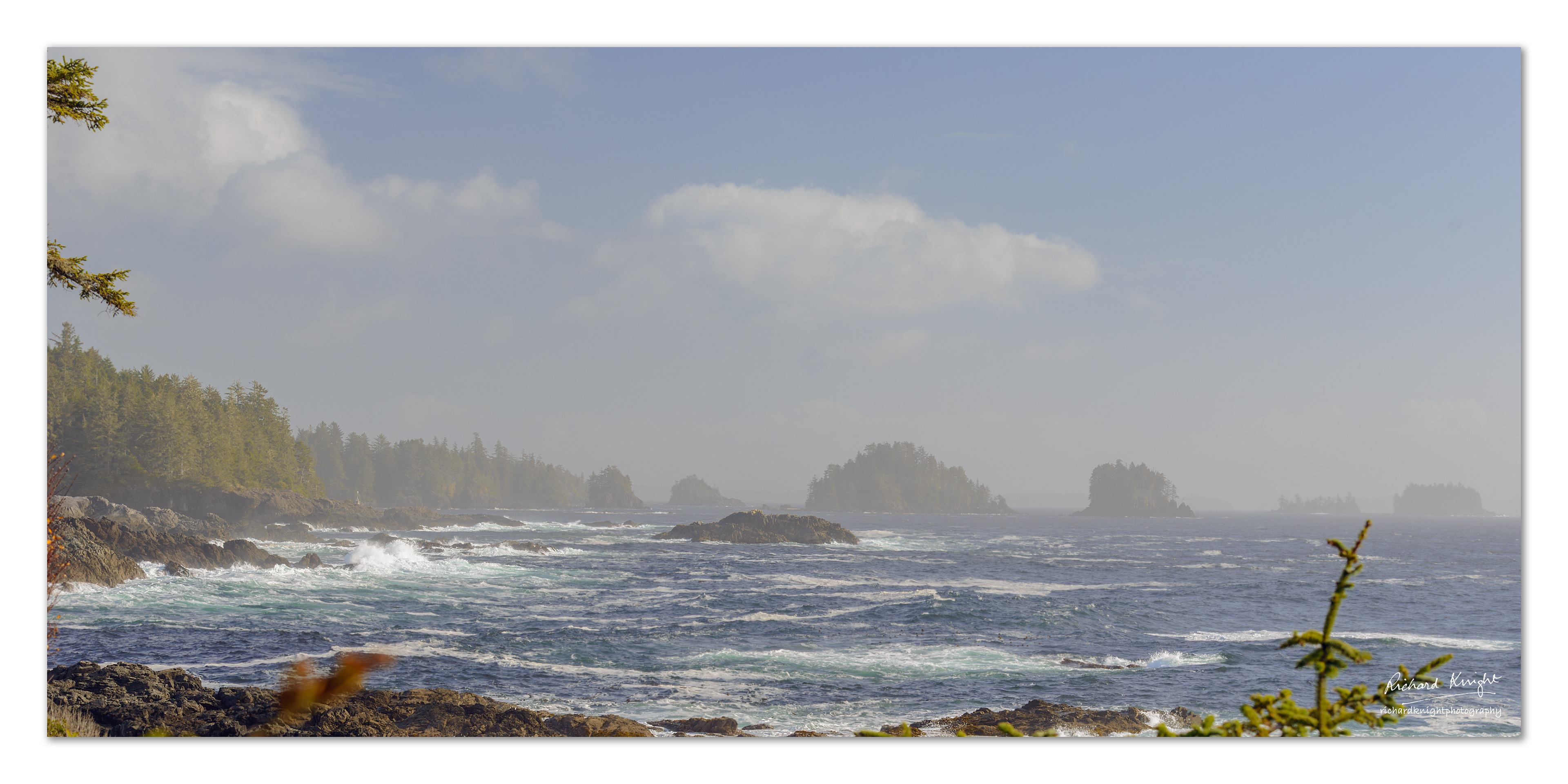The Pacific Rim coastline on a hazy day