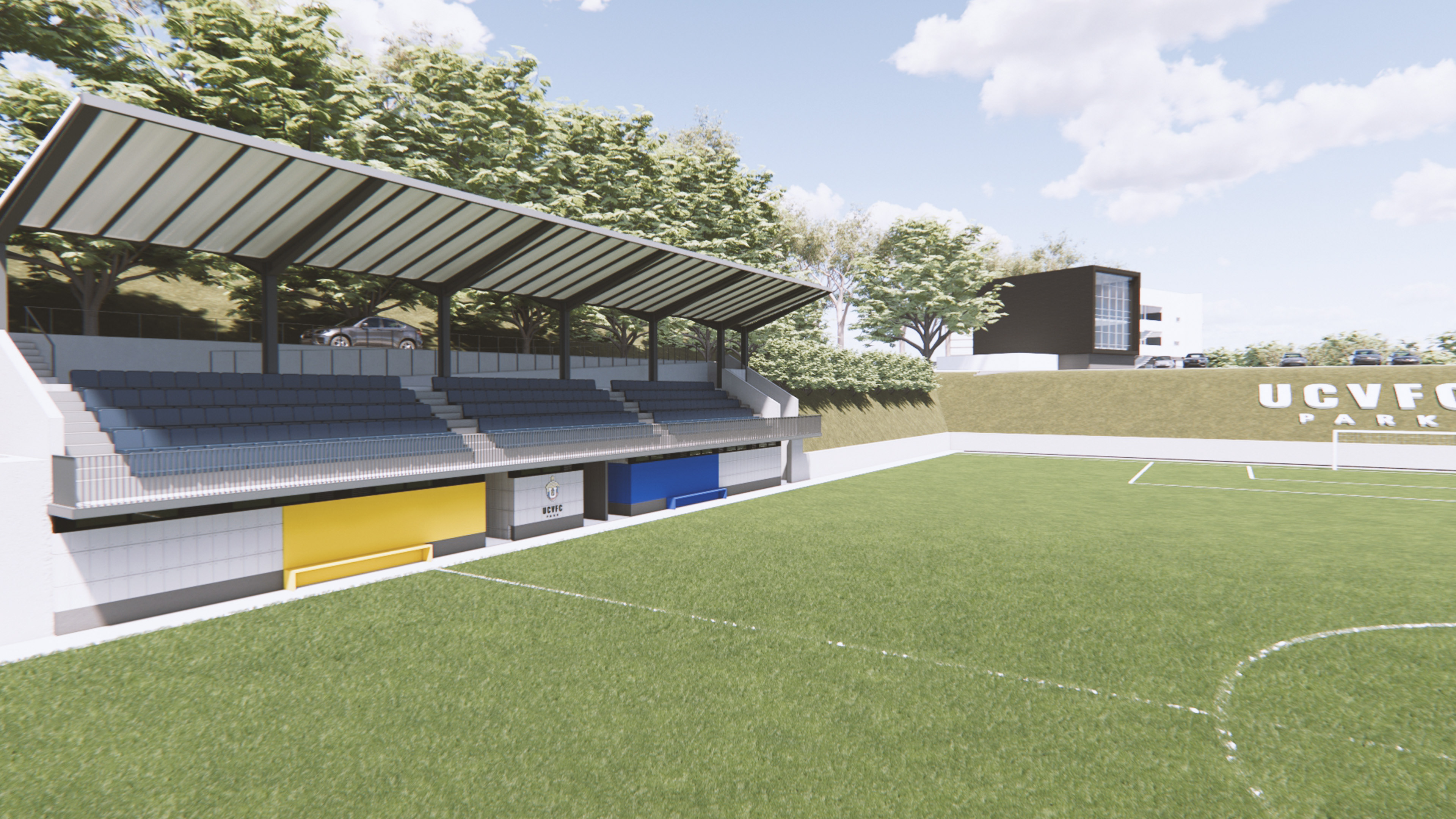 Grand stand and locker rooms