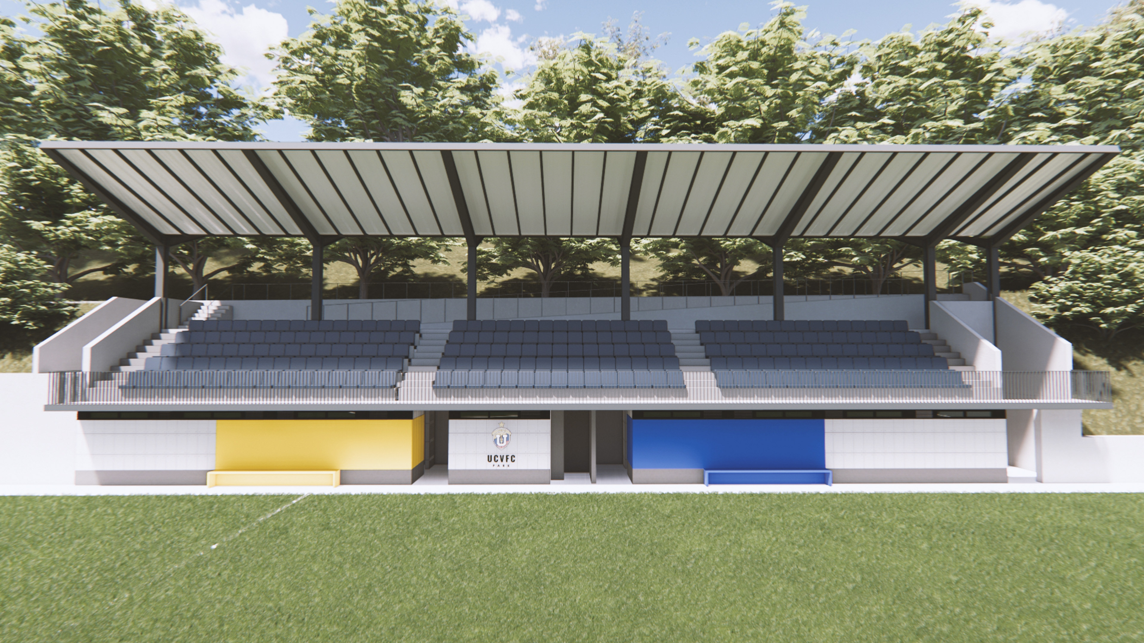Grand stand and locker rooms
