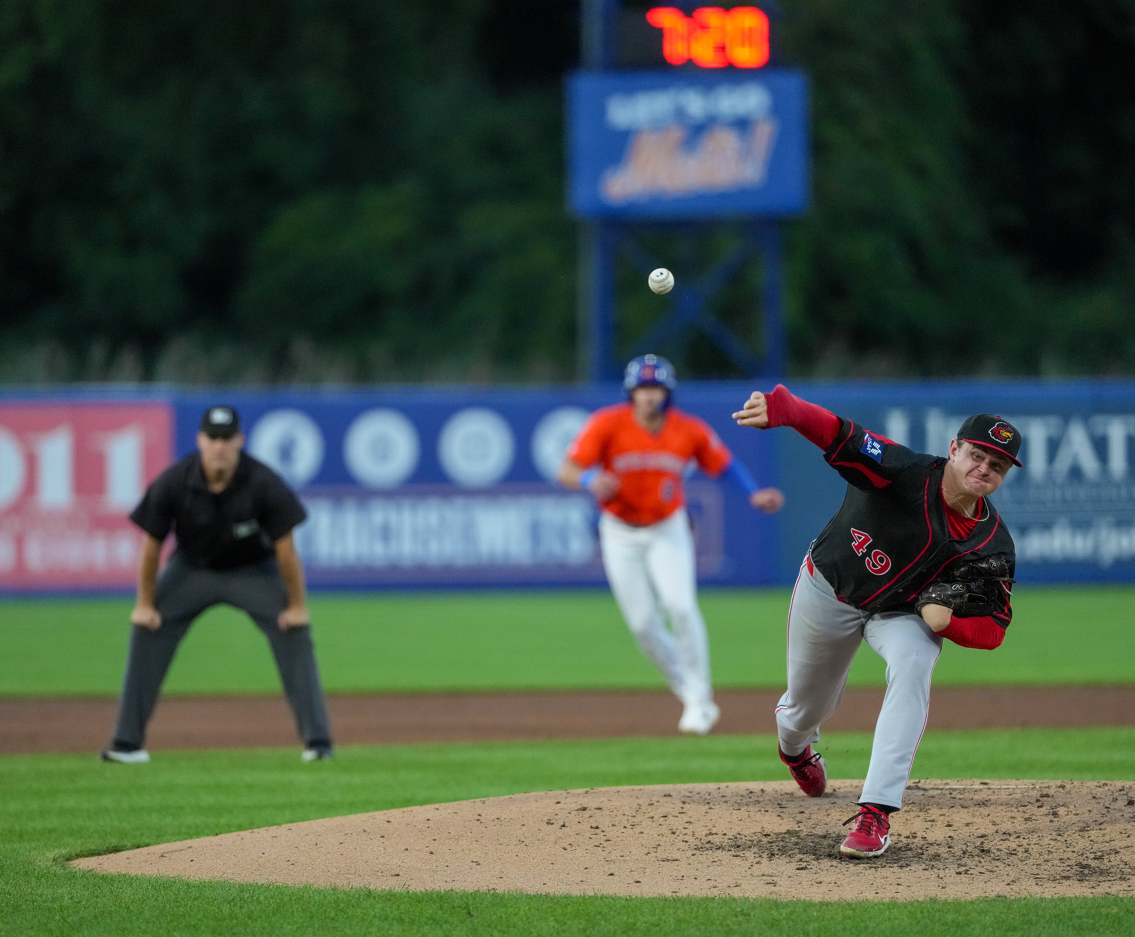 Rochester Red Wings pitcher Chandler Champlain tries to avoid a hit against the Syracuse Mets on September 5th, 2026.