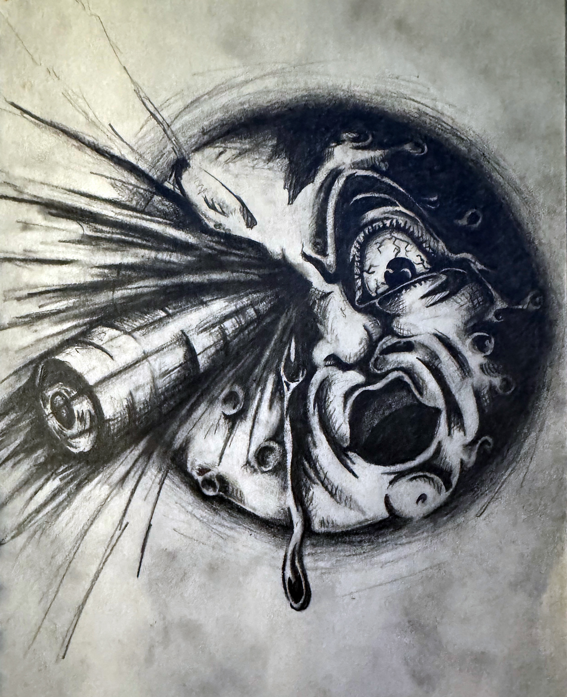Trip to the Moon Final - Tattoo Design - Pencil Sketch