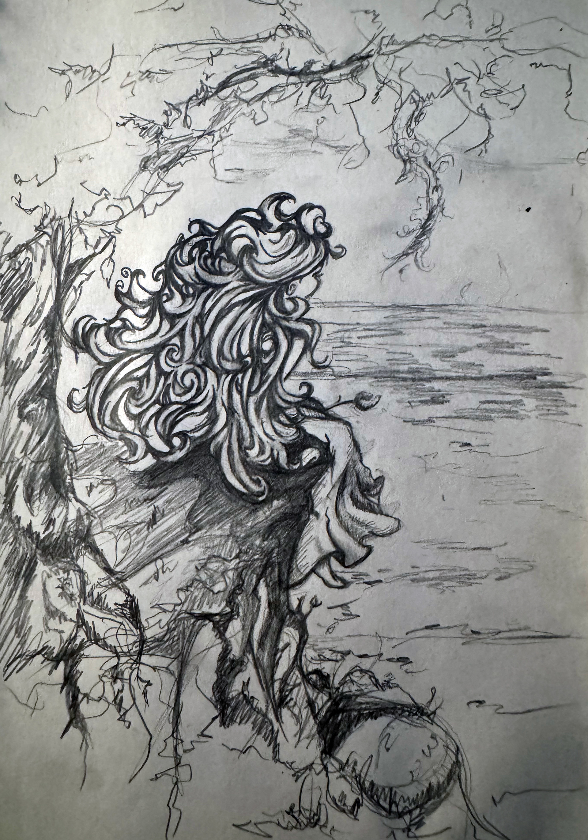 Forever Blue - Band Album Cover Art Sketch - Pencil