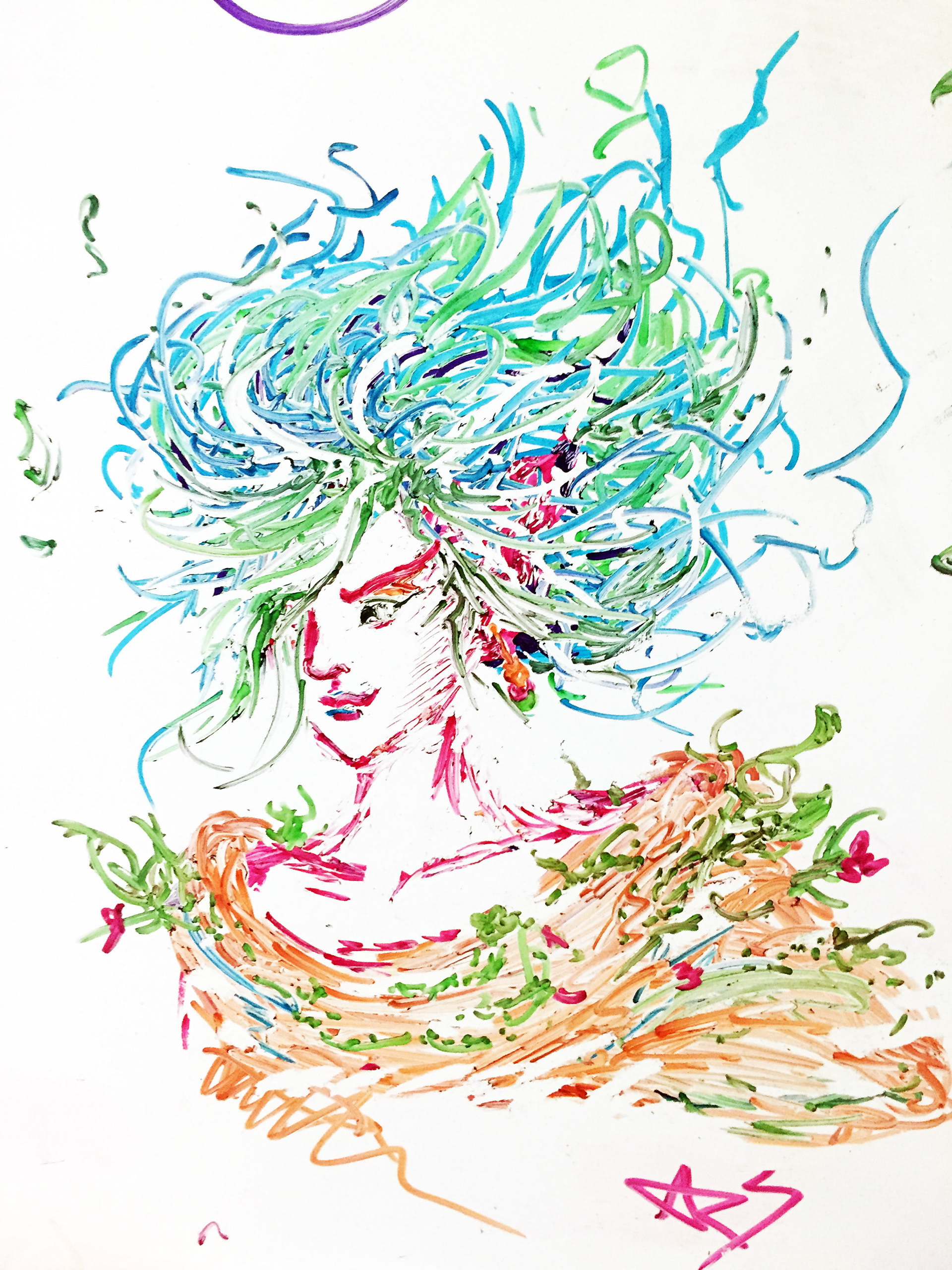 Woman 2 - Dry Erase Sketch on White Board