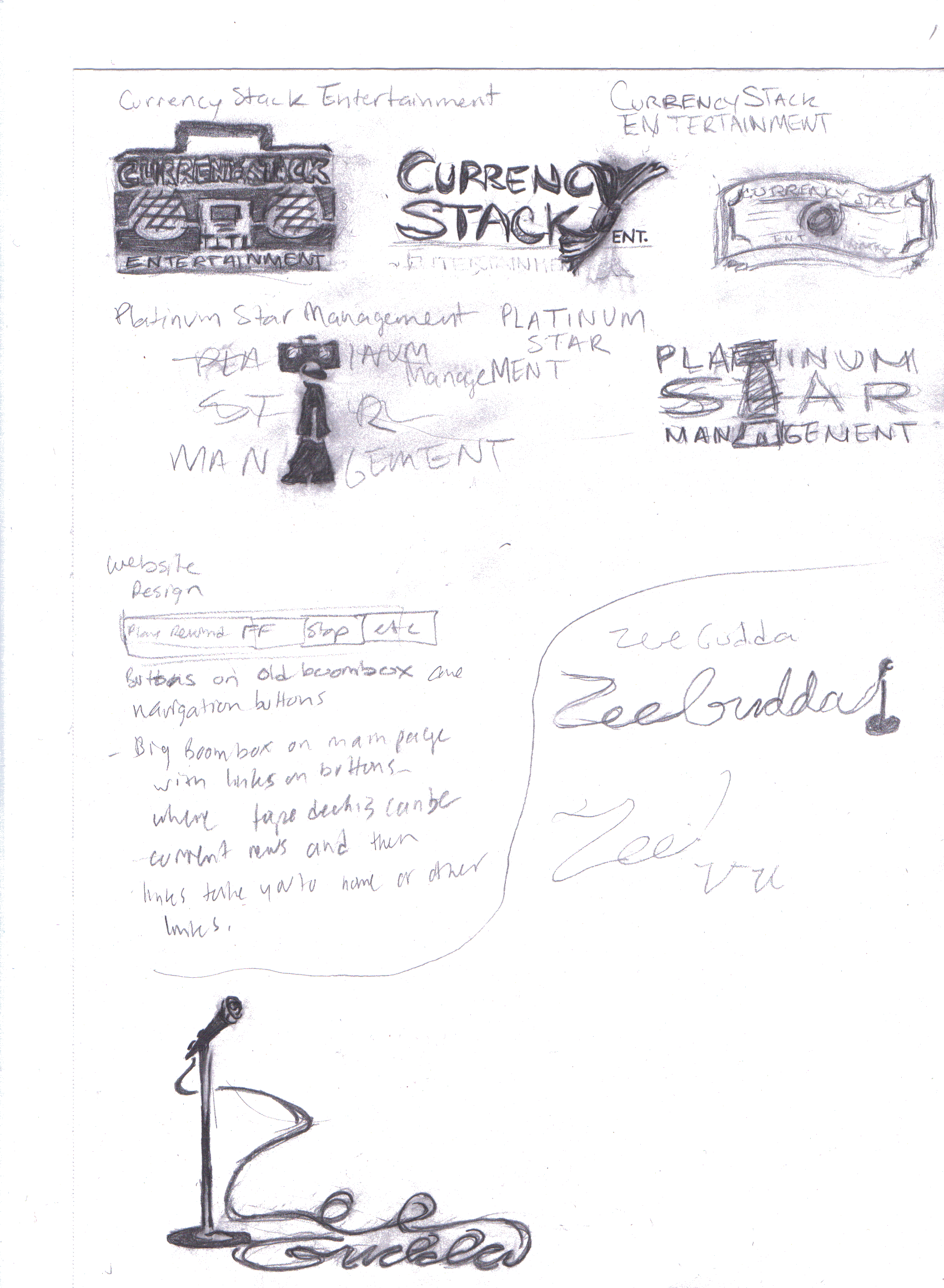 Sketches for concept logos for local business
