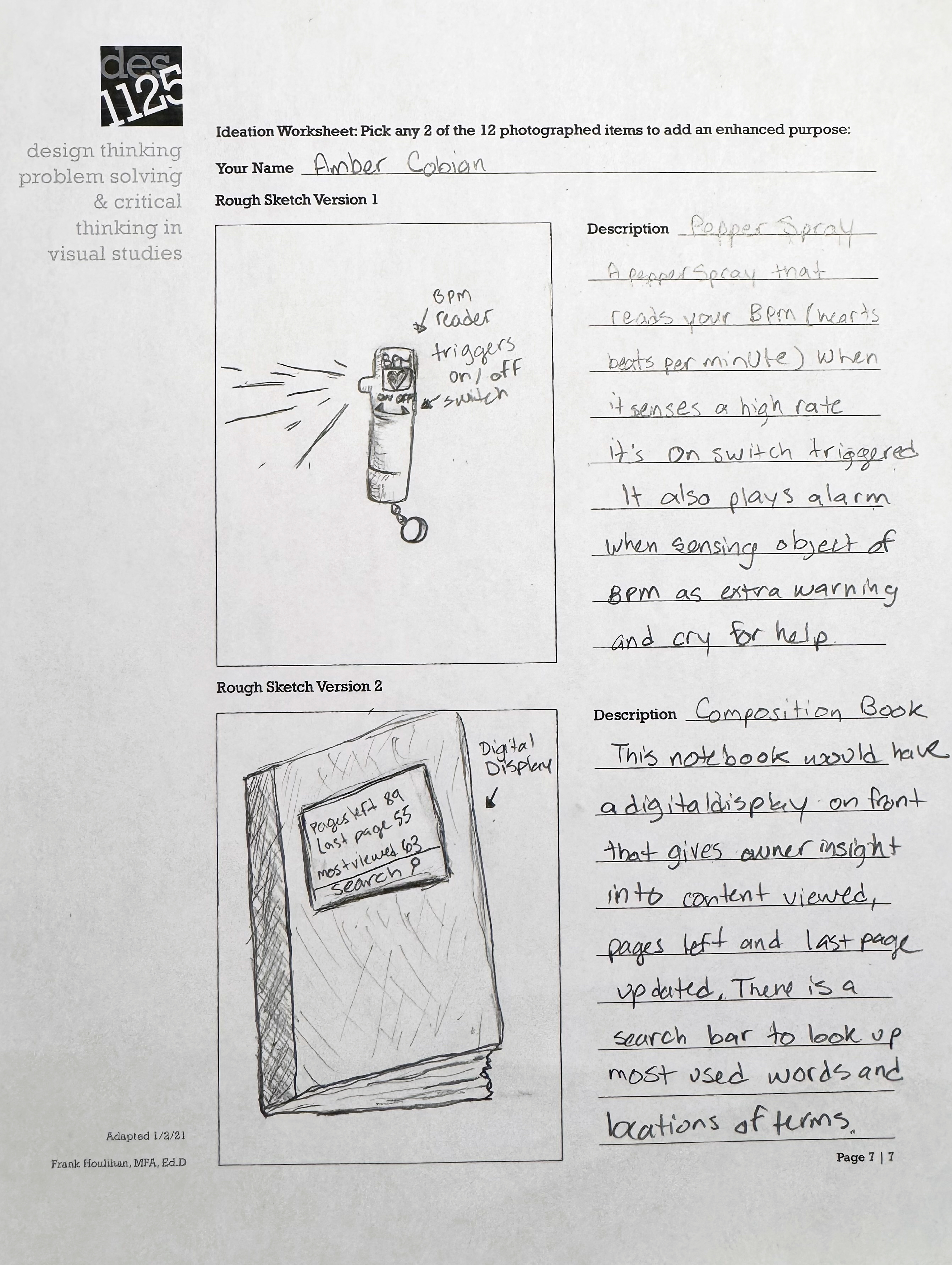 Ideation - Sketches of ideas for Reimagined Object