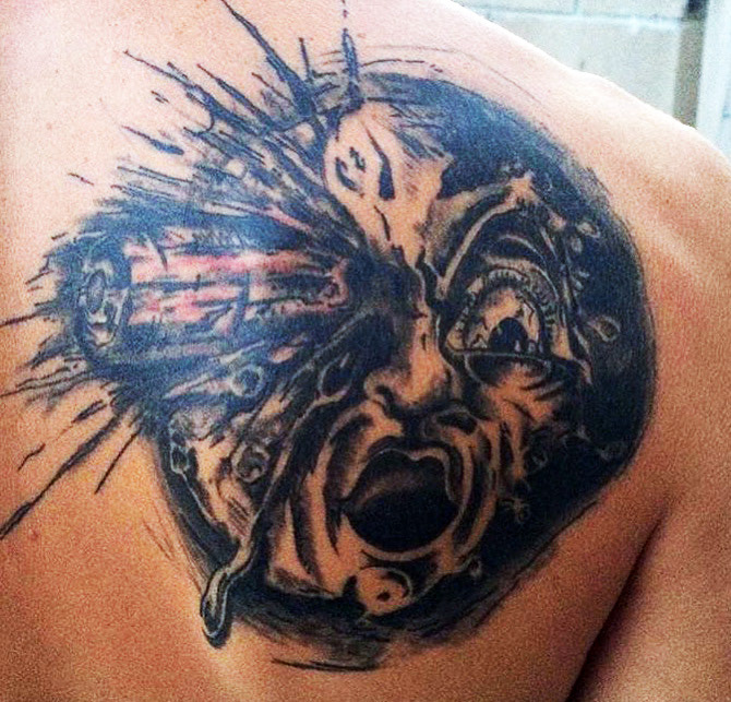 Trip to the Moon - Completed Tattoo of Design