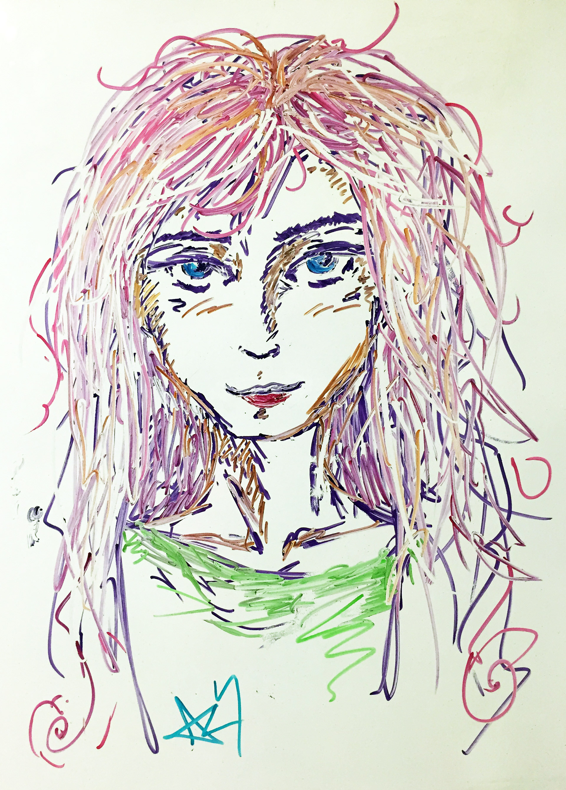 Woman 1 - Dry Erase Sketch on White Board