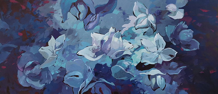 Błyski, 130x56 cm, akryl na płycie, nr. 12/2022, 3800 pln
