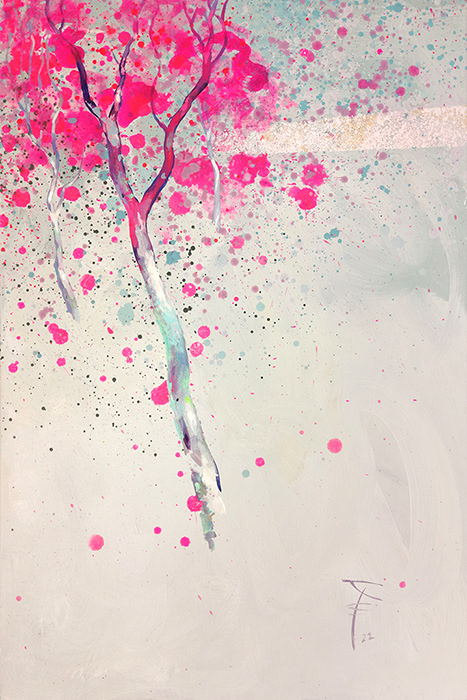 Przebudzenie, 90x60 cm, akryl na płycie, farba fluorescencyjna, nr 22/2022, Sprzedany