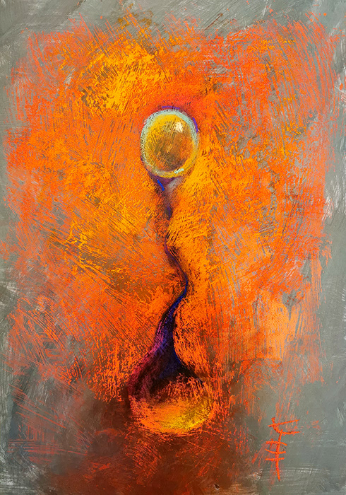 Zaproszenie, 50x35 cm, akryl i pastel na papierze, 03/2022